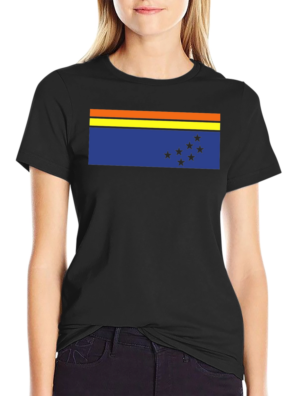 Flag Graphic Tee - Casual Black T-Shirt