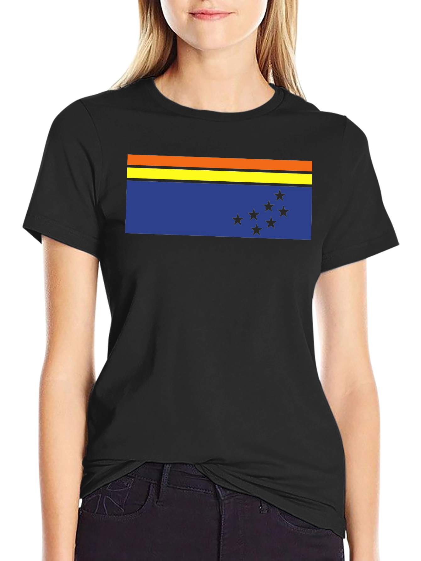 Flag Graphic Tee - Casual Black T-Shirt