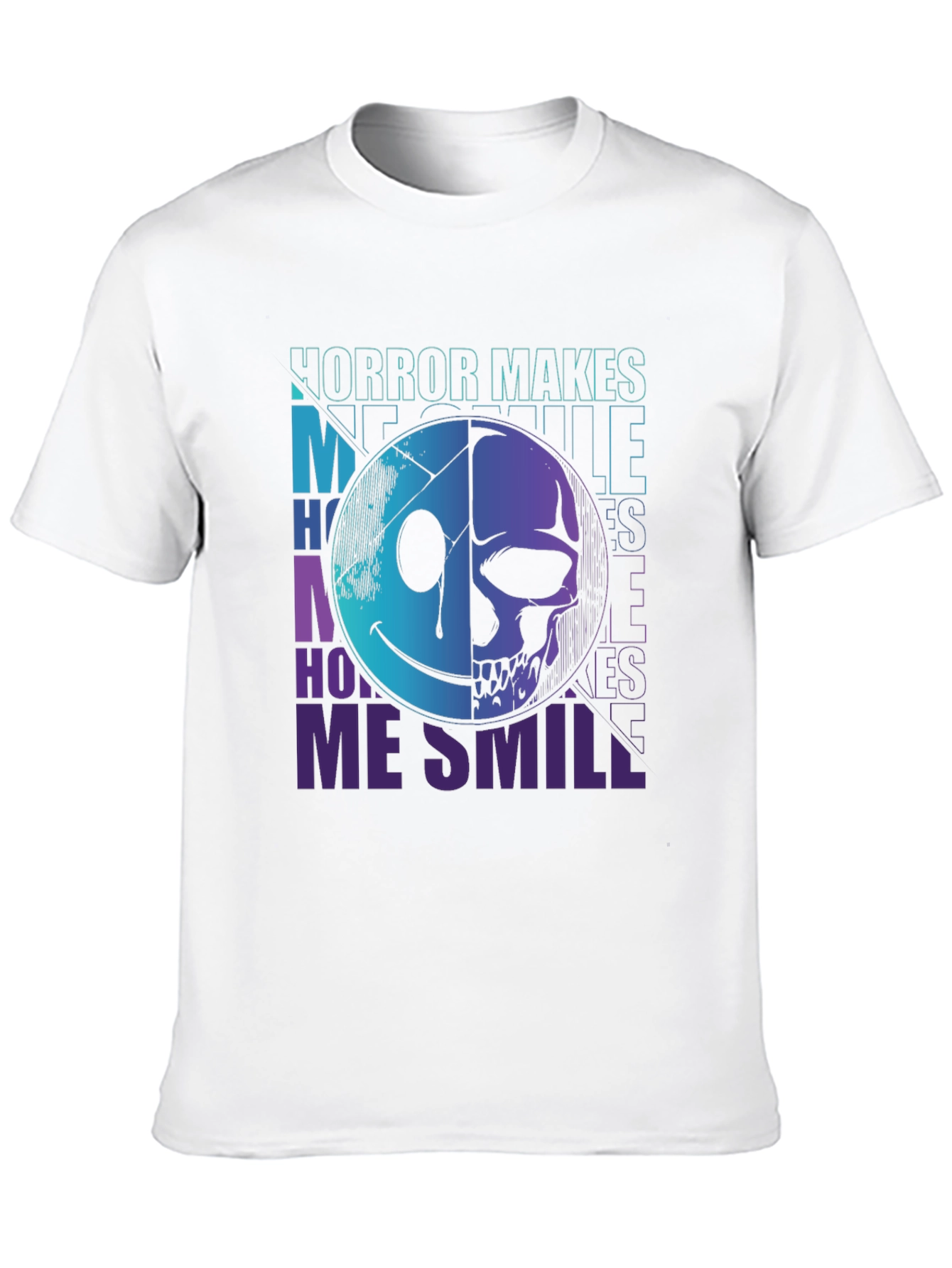 Horror Makes Me Smile T-Shirt - Half Skull Face Tee