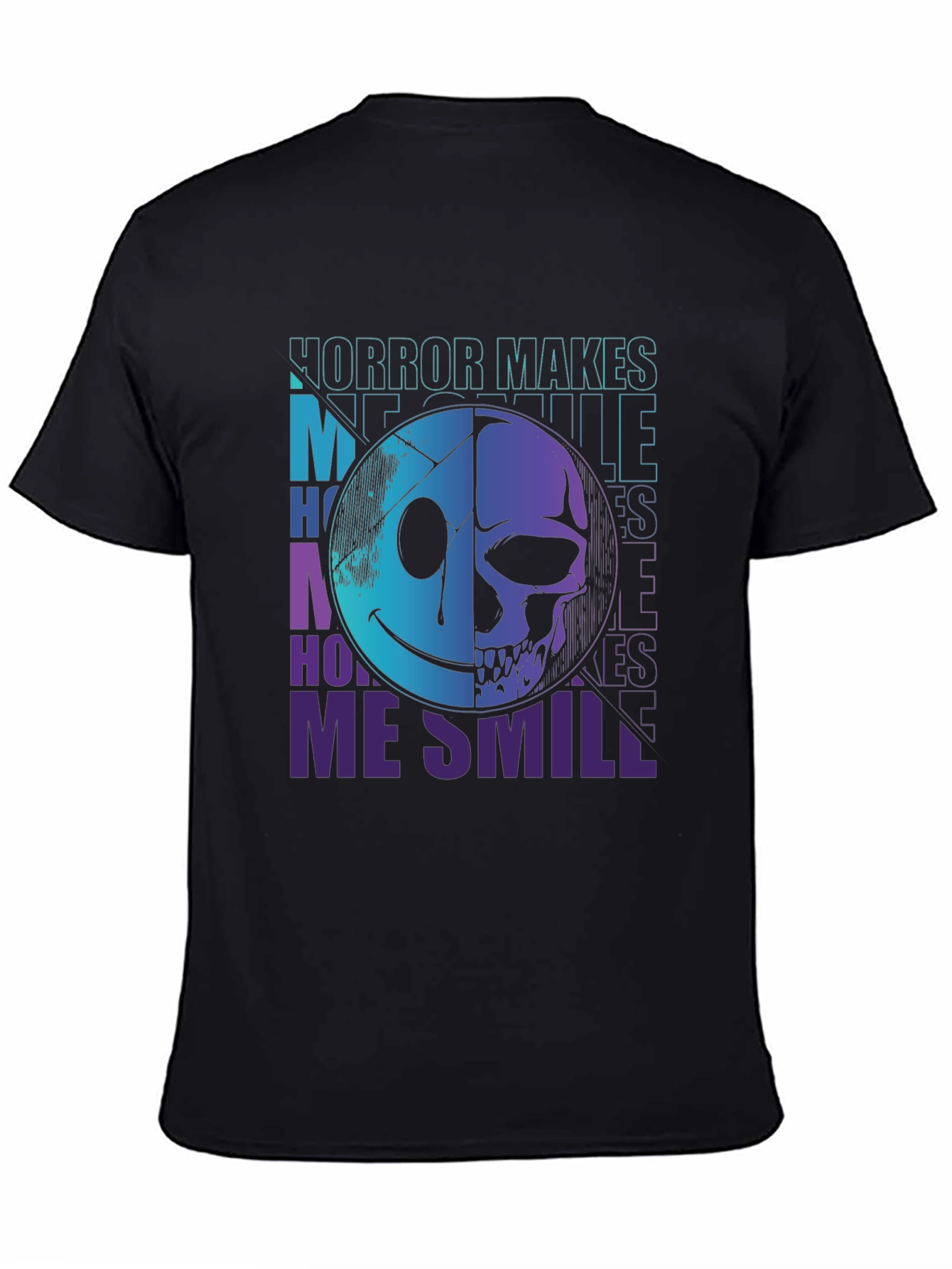 Horror Makes Me Smile T-Shirt - Half Skull Face Tee