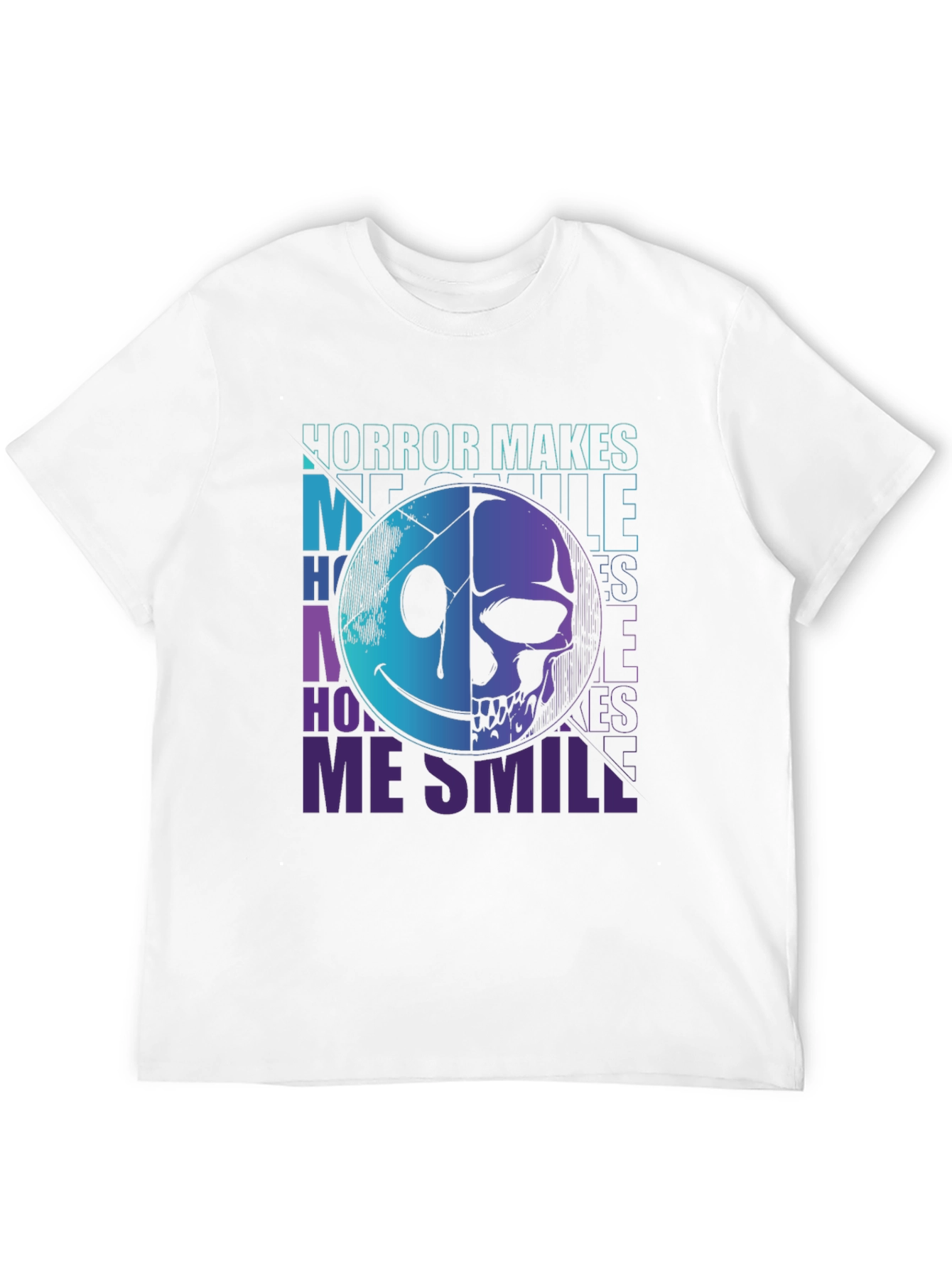 Horror Makes Me Smile T-Shirt - Half Skull Face Tee