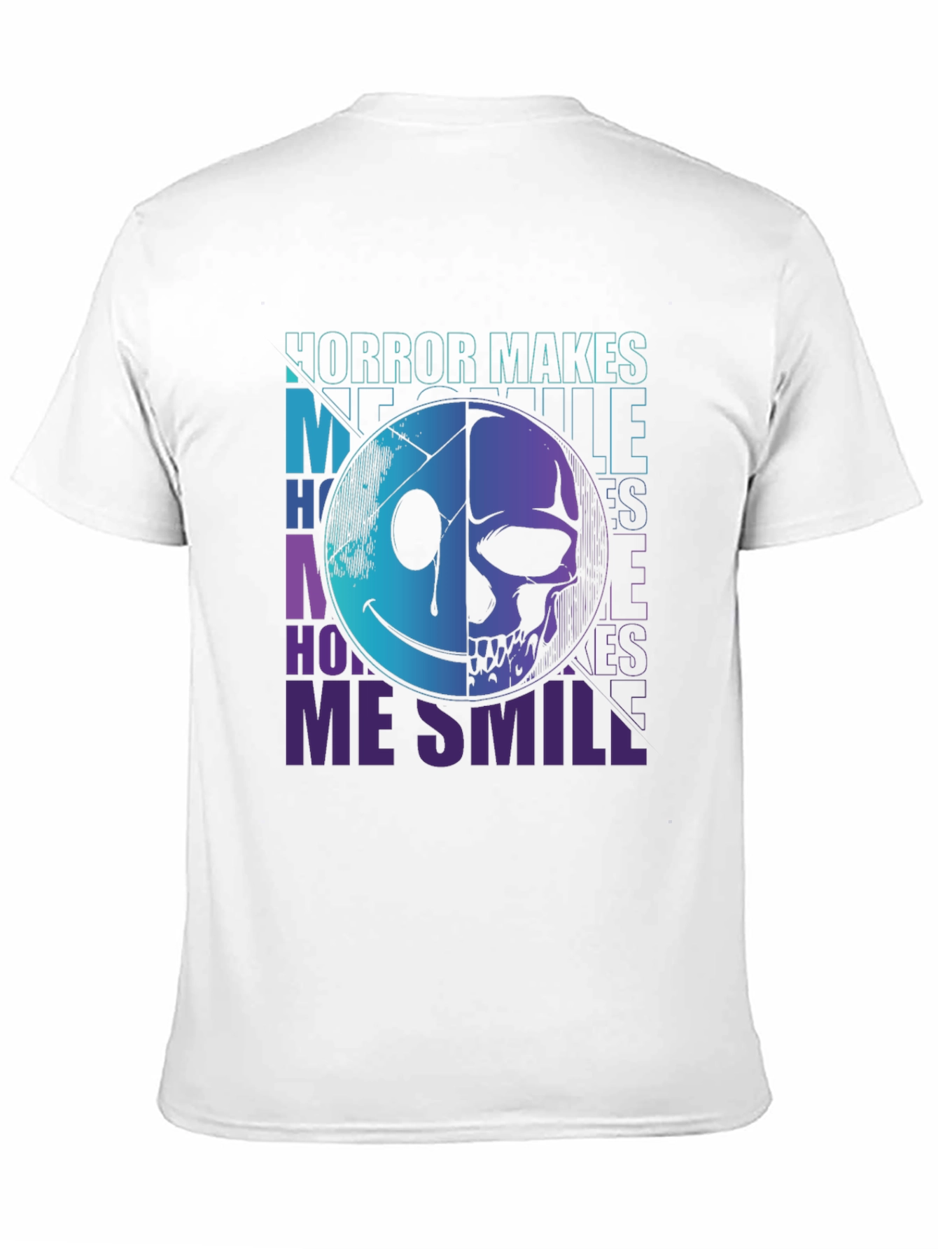 Horror Makes Me Smile T-Shirt - Half Skull Face Tee