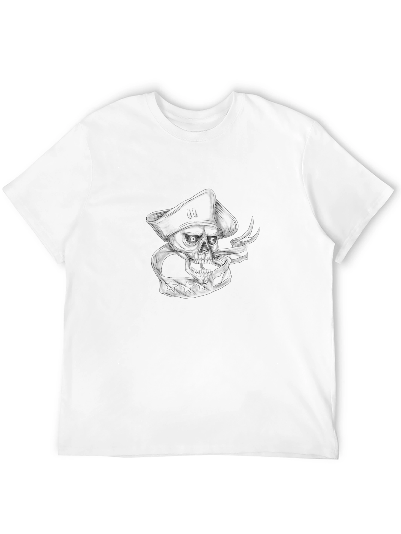 Mens Black Pirate Skull Graphic Tee