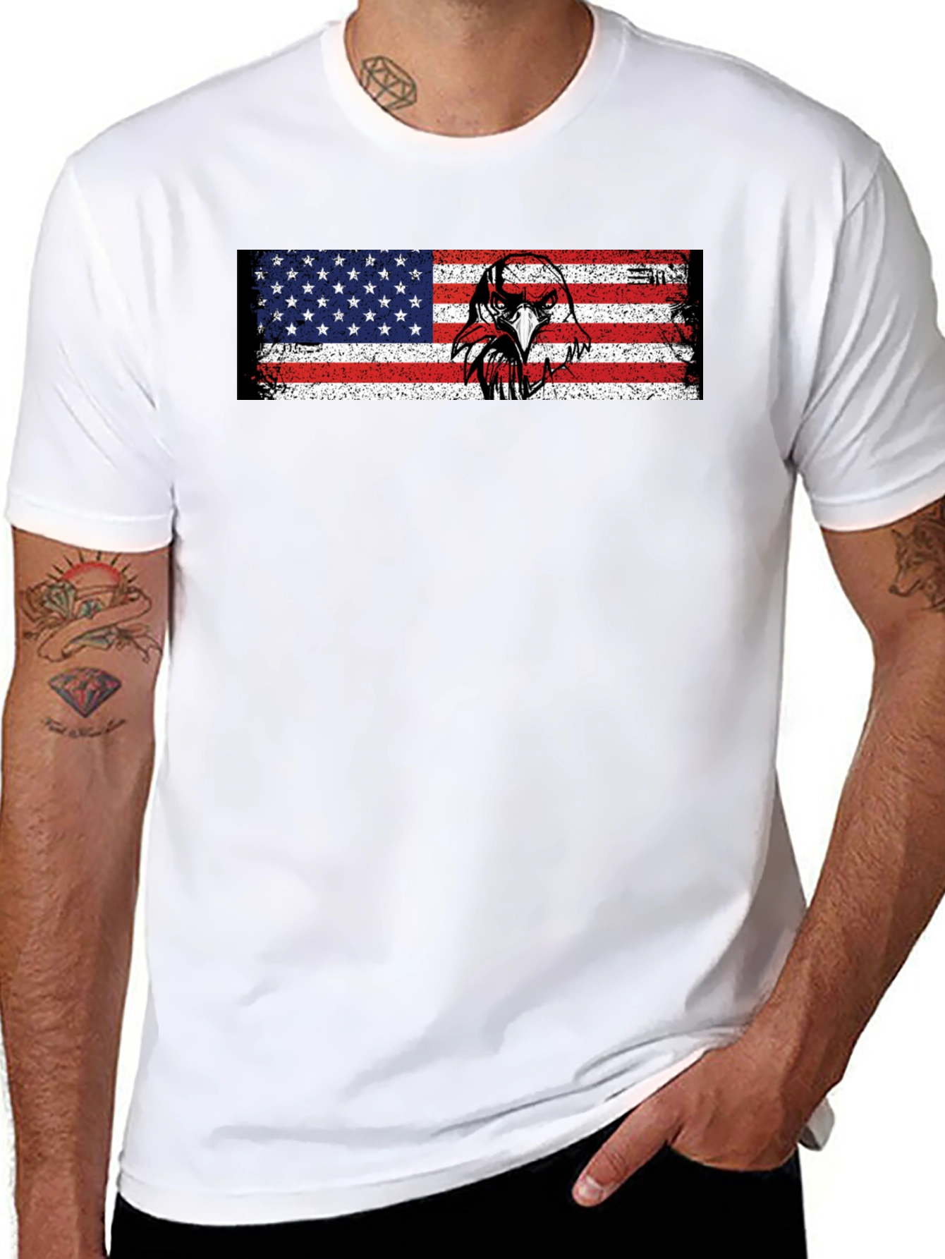 American Flag Eagle Graphic T-Shirt - Patriotic Style