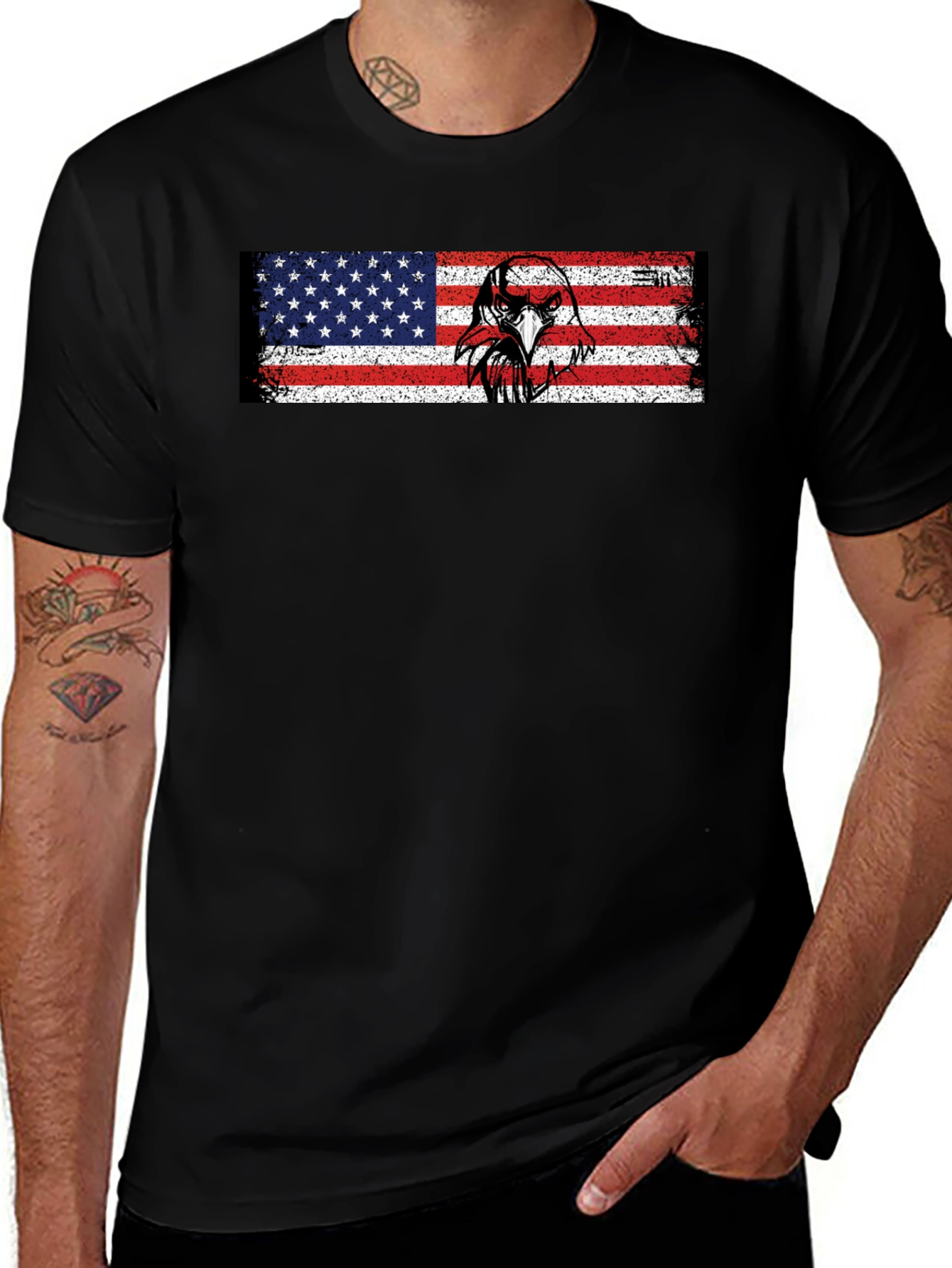American Flag Eagle Graphic T-Shirt - Patriotic Style
