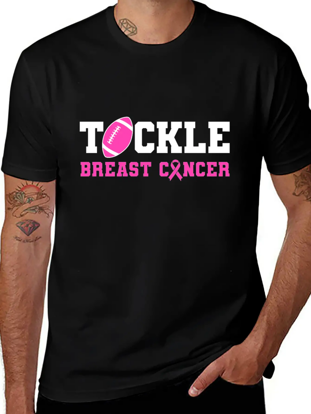Tackle Breast Cancer Awareness - Fighting Breast Breathable Soft Cotton T-Shirt – Timeless Casual Look