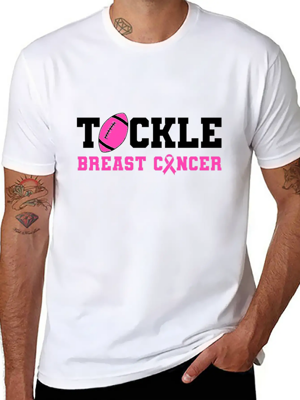 Tackle Breast Cancer Awareness - Fighting Breast Breathable Soft Cotton T-Shirt – Timeless Casual Look