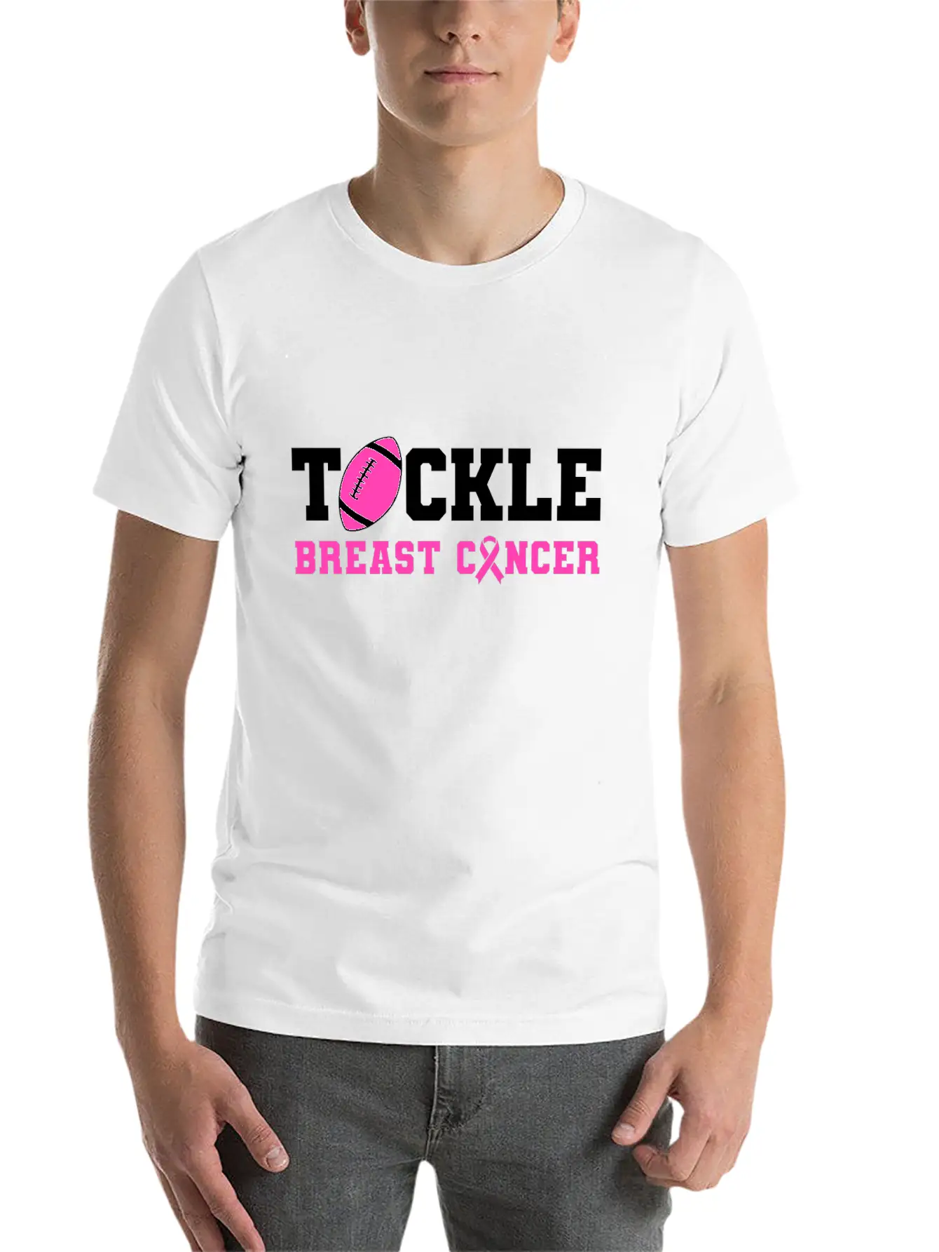 Tackle Breast Cancer Awareness - Fighting Breast Breathable Soft Cotton T-Shirt – Timeless Casual Look