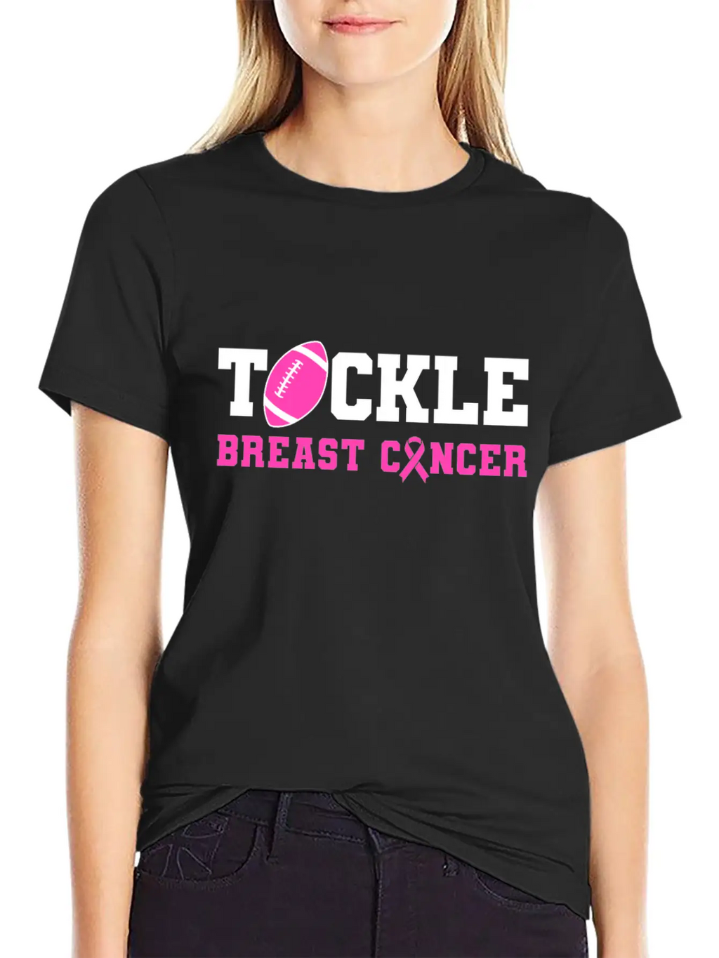 Tackle Breast Cancer Awareness - Fighting Breast Breathable Soft Cotton T-Shirt – Timeless Casual Look