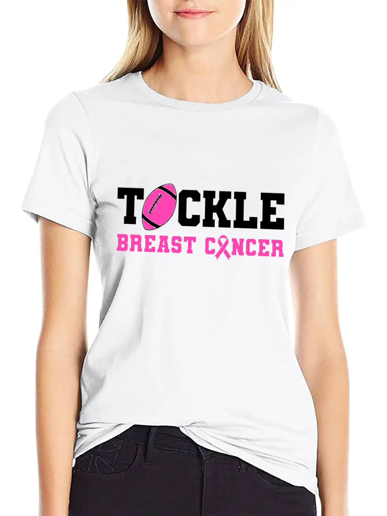 Tackle Breast Cancer Awareness - Fighting Breast Breathable Soft Cotton T-Shirt – Timeless Casual Look
