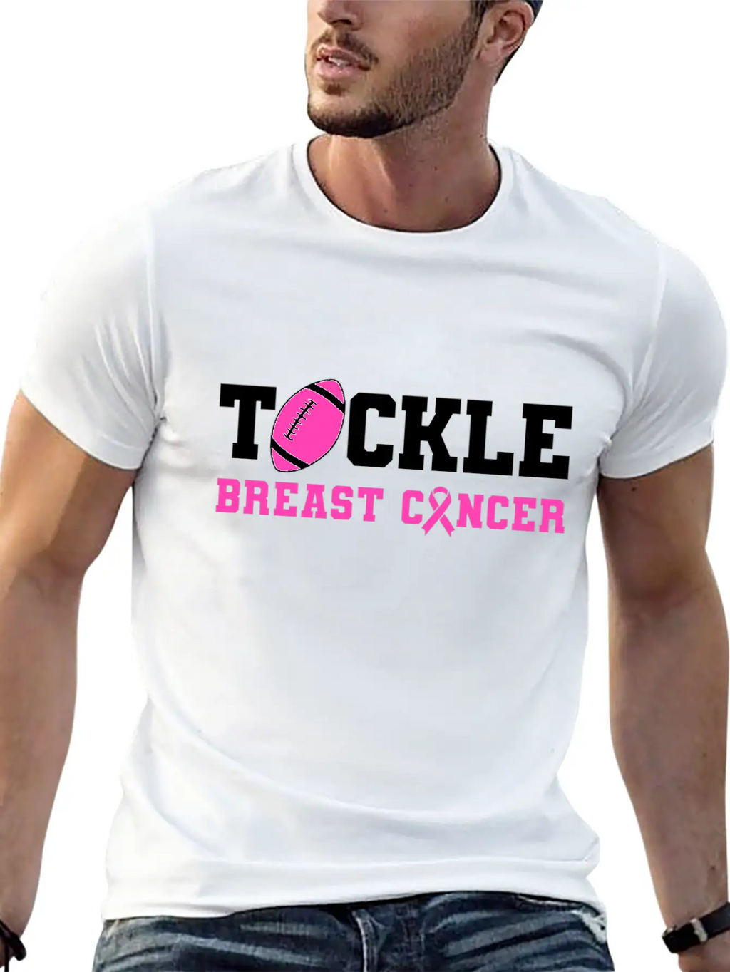 Tackle Breast Cancer Awareness - Fighting Breast Breathable Soft Cotton T-Shirt – Timeless Casual Look