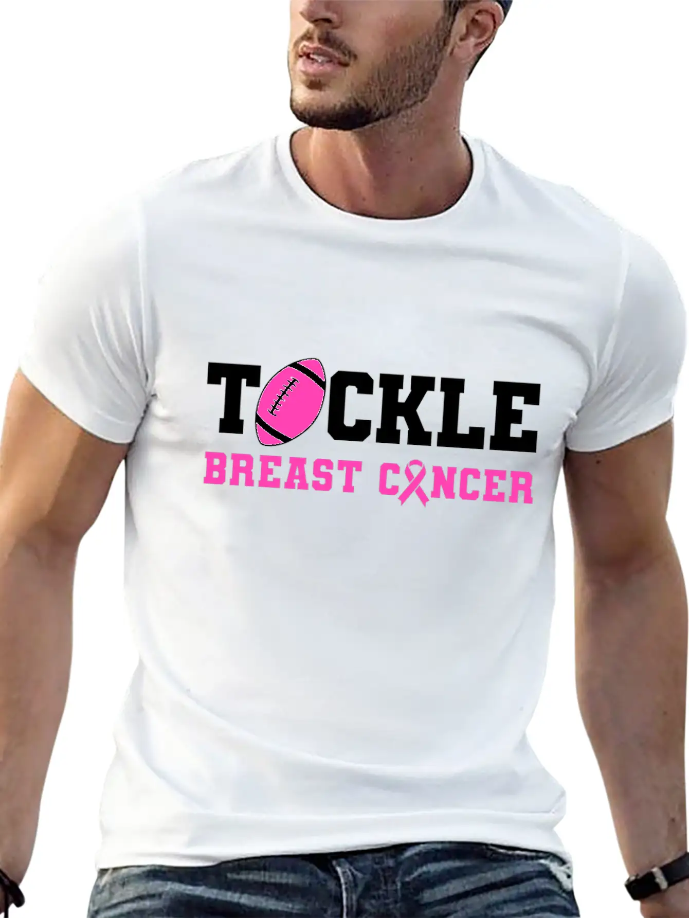 Tackle Breast Cancer Awareness - Fighting Breast Breathable Soft Cotton T-Shirt – Timeless Casual Look