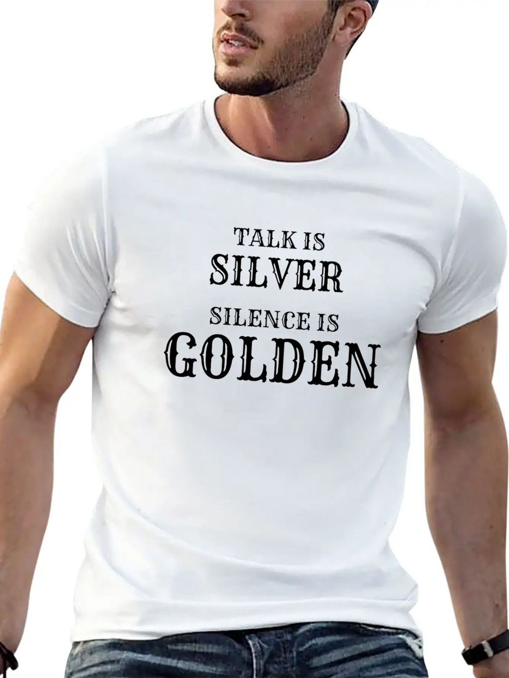 Talk Is Silver Silence Is Golden Classic Fit Graphic Tee For Daily Comfort – Unisex Cotton Shirt