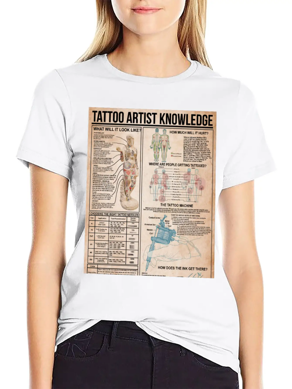 Tattoo Artist Knowledge Poster, Tattoo Studio Gift Breathable Soft Cotton T-Shirt – Timeless Casual Look