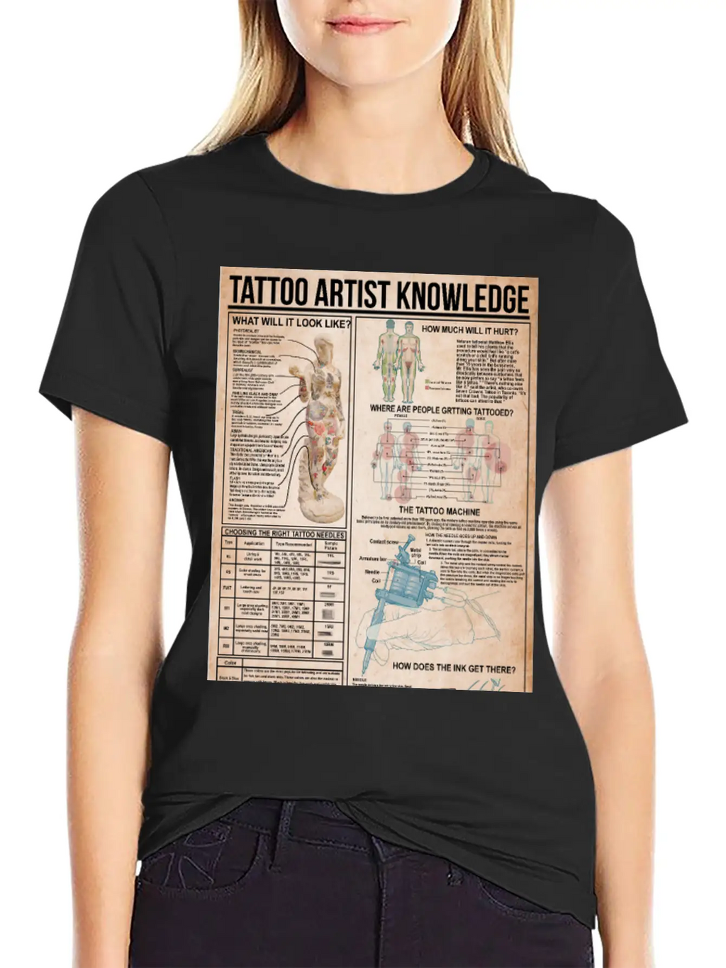 Tattoo Artist Knowledge Poster, Tattoo Studio Gift Breathable Soft Cotton T-Shirt – Timeless Casual Look