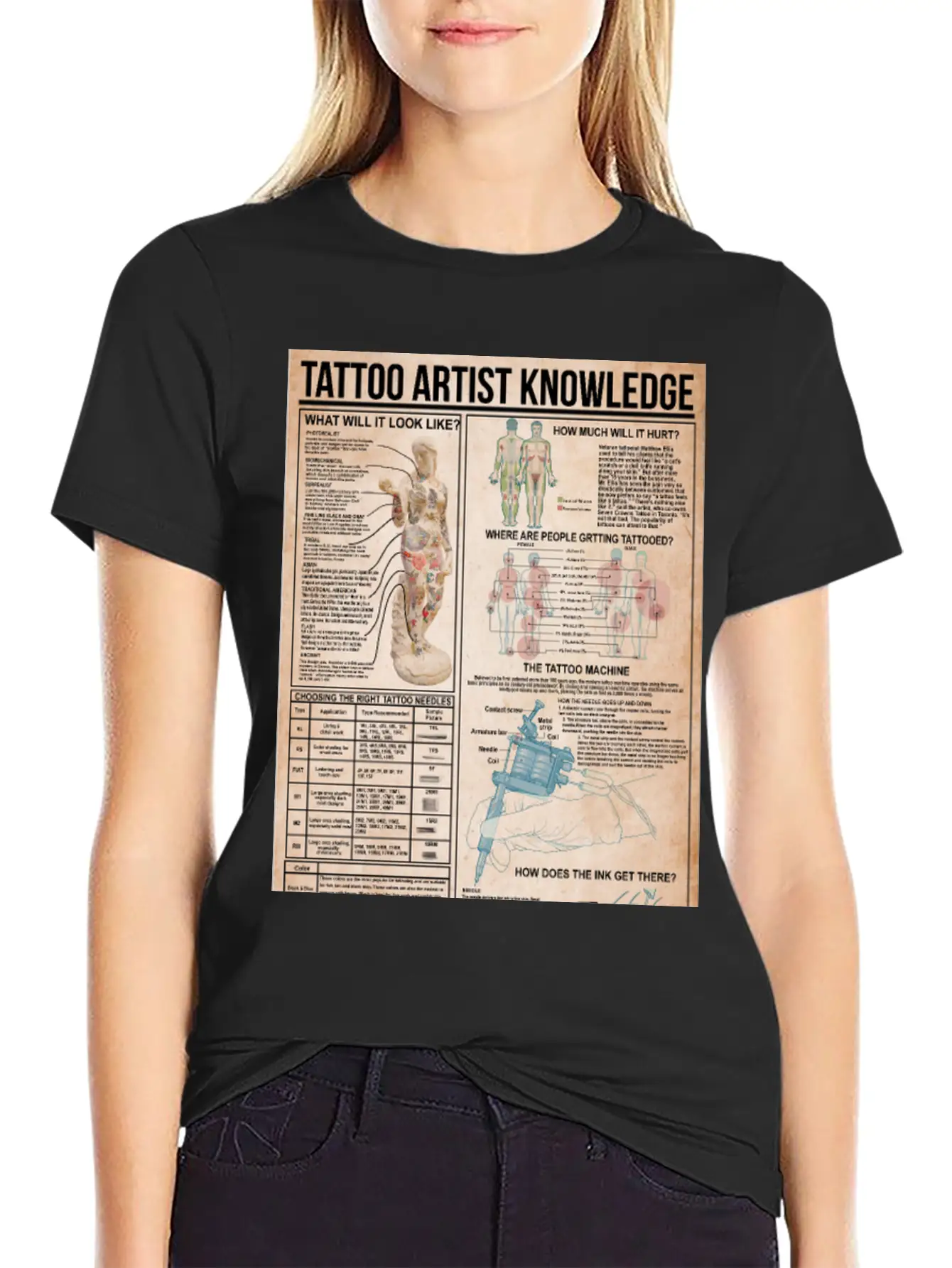 Tattoo Artist Knowledge Poster, Tattoo Studio Gift Breathable Soft Cotton T-Shirt – Timeless Casual Look