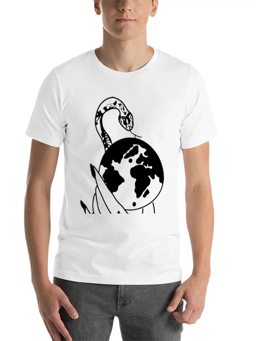 Tattoo Hand Snake World Unisex Short Sleeve Soft Cotton T-Shirt – Casual Everyday Wear