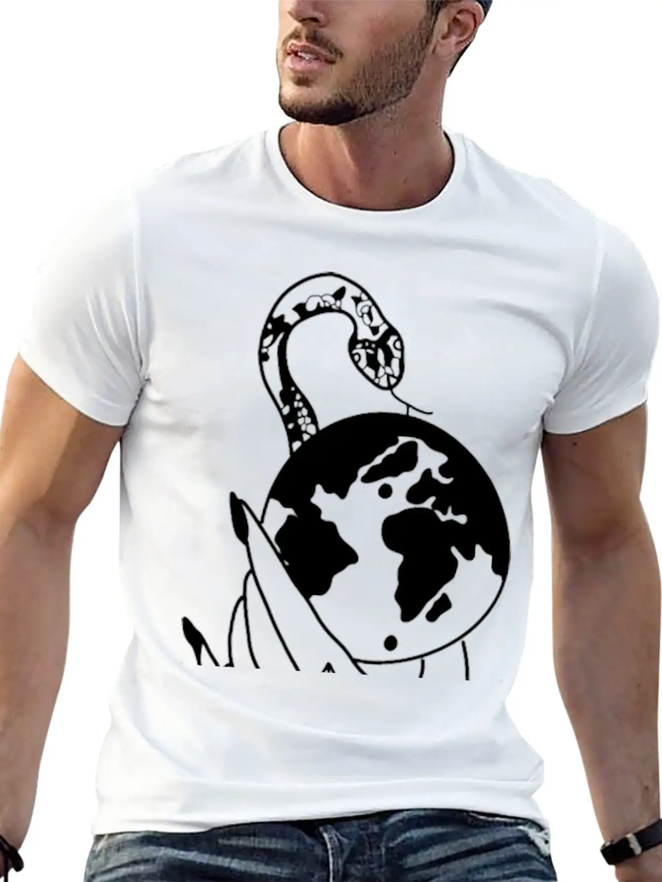 Tattoo Hand Snake World Unisex Short Sleeve Soft Cotton T-Shirt – Casual Everyday Wear