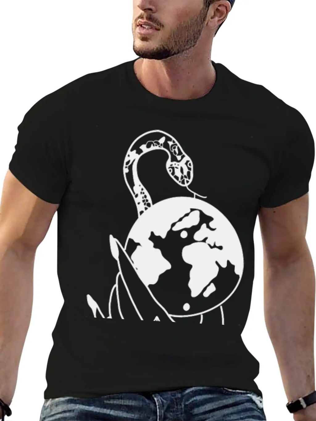 Tattoo Hand Snake World Unisex Short Sleeve Soft Cotton T-Shirt – Casual Everyday Wear