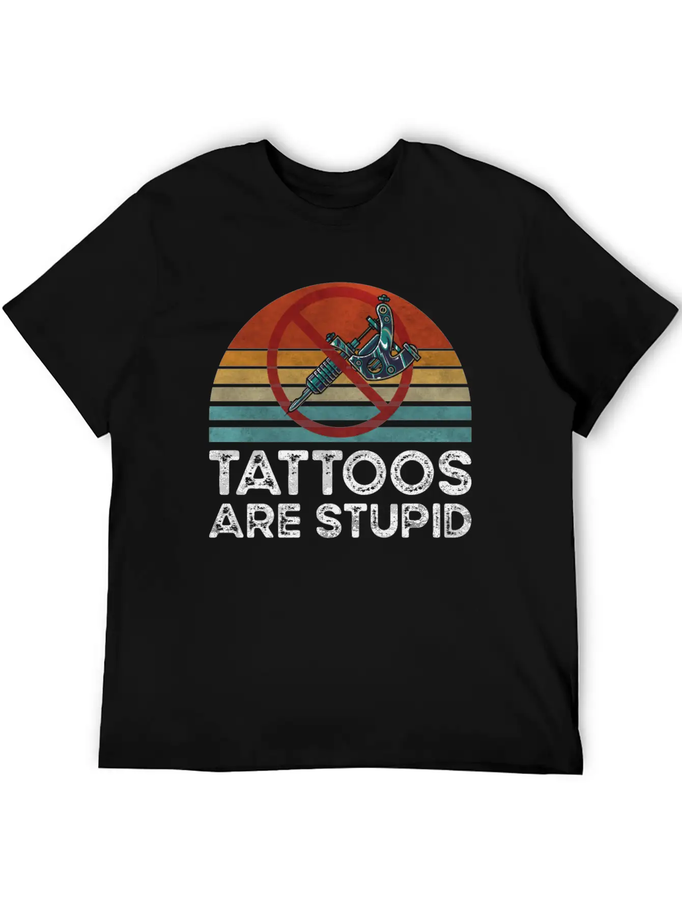 Tattoos Are Stupid Vintage Retro Funny Anti Tattoo Unisex Short Sleeve Soft Cotton T-Shirt – Casual Everyday Wear