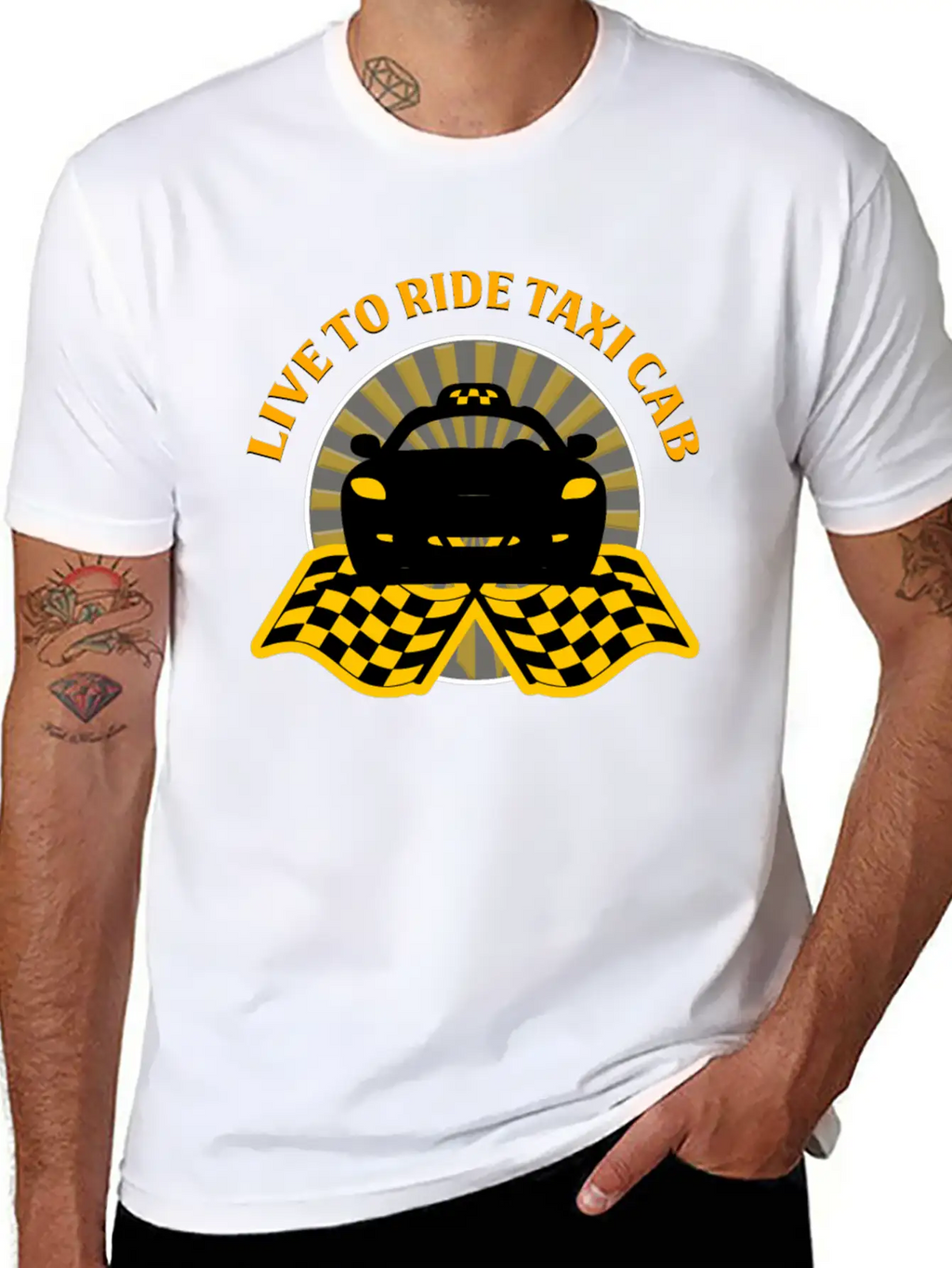 Taxi Driver - Live To Ride Taxi Cab Unisex Short Sleeve Soft Cotton T-Shirt – Casual Everyday Wear