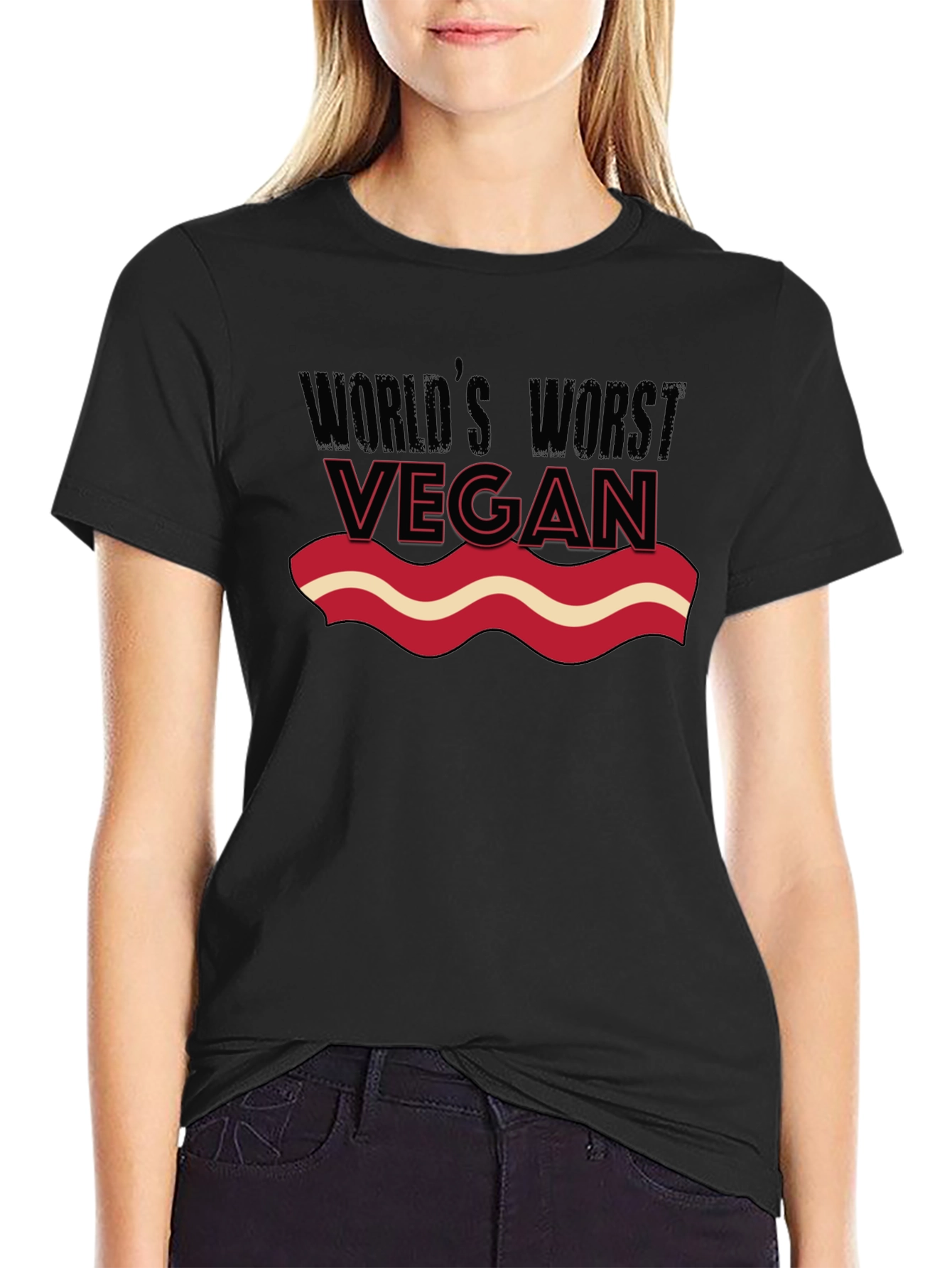 Worlds Worst Vegan T-Shirt - Funny Bacon Lover Tee