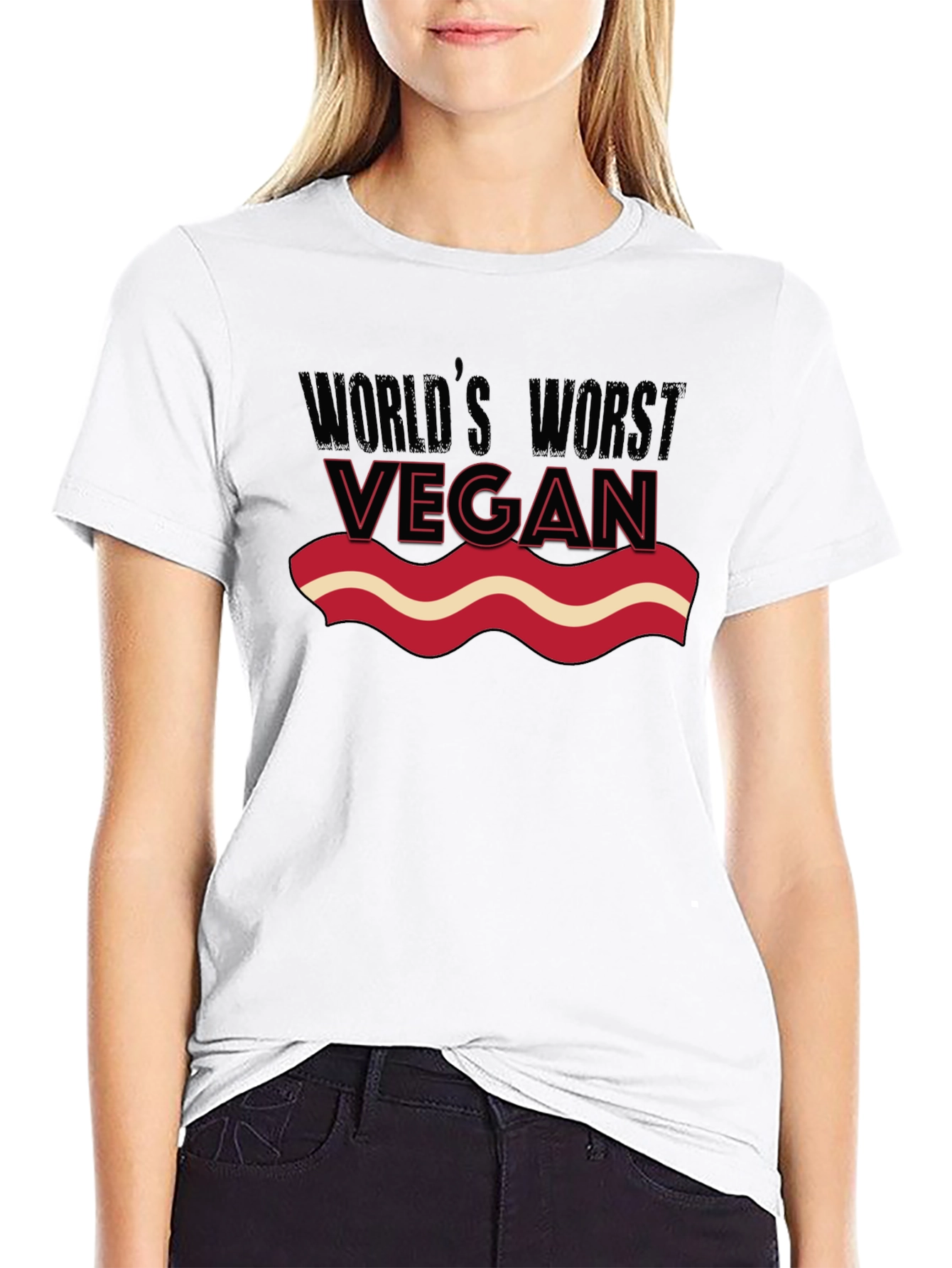 Worlds Worst Vegan T-Shirt - Funny Bacon Lover Tee