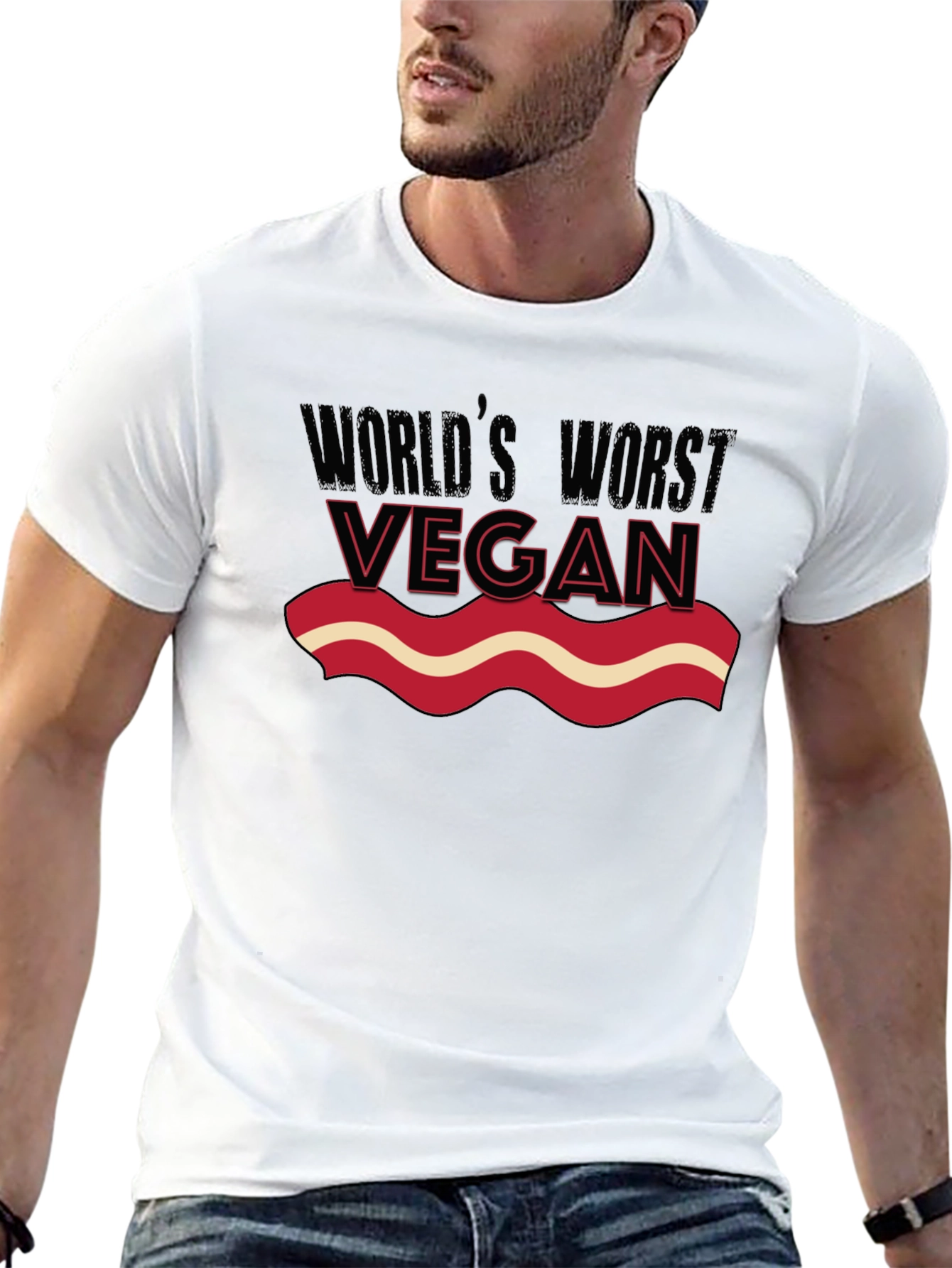 Worlds Worst Vegan T-Shirt - Funny Bacon Lover Tee