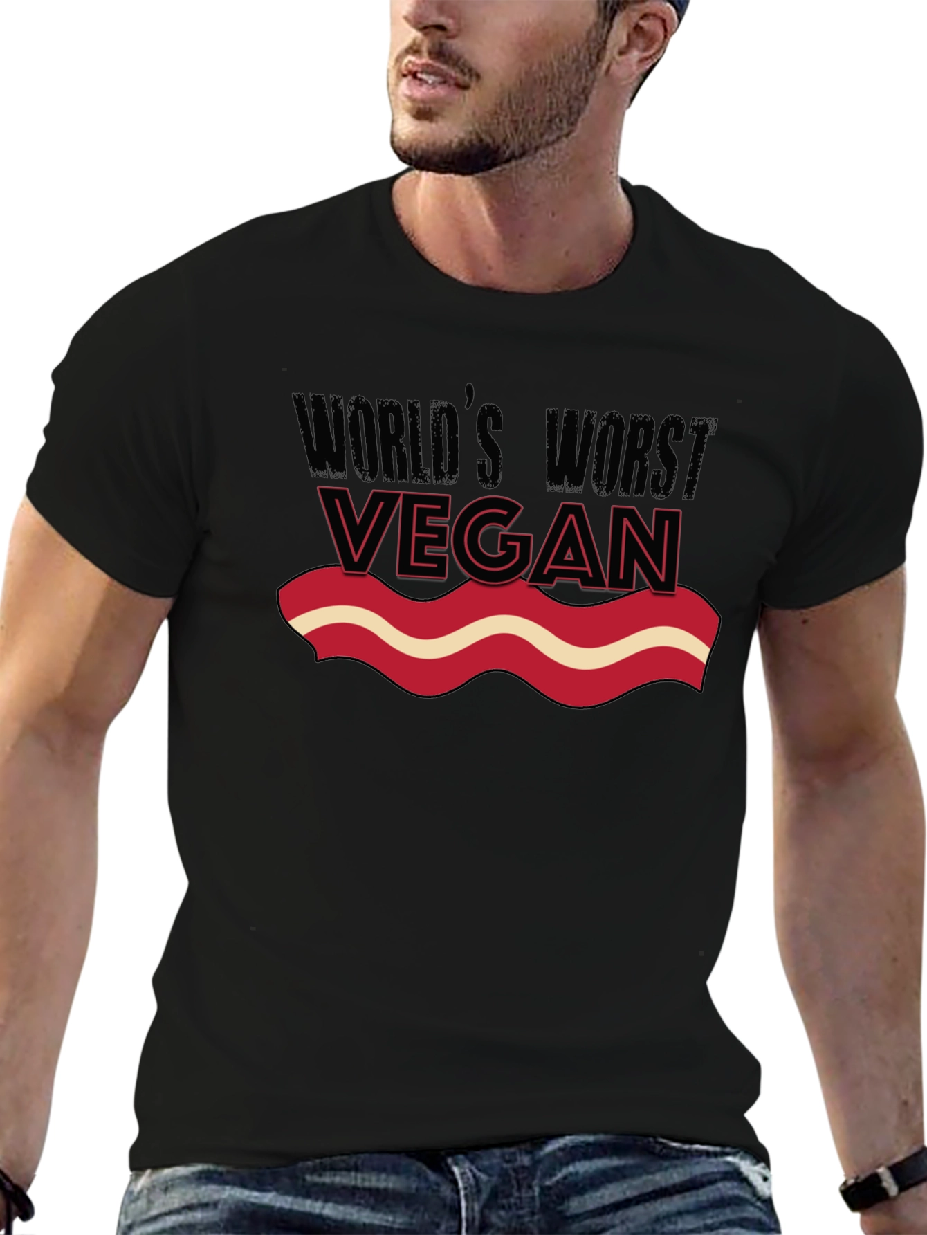 Worlds Worst Vegan T-Shirt - Funny Bacon Lover Tee