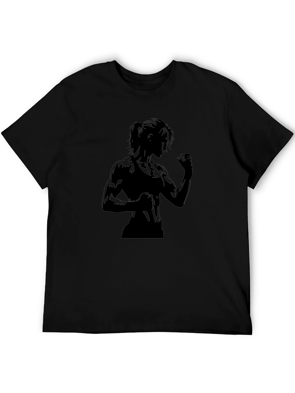 Black Graphic Tee: Strong Woman Silhouette
