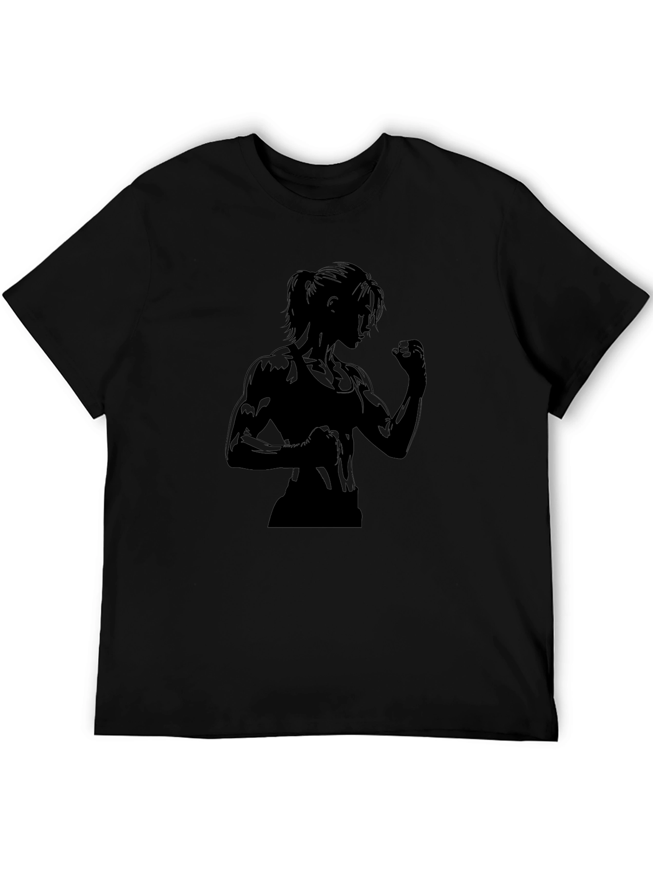 Black Graphic Tee: Strong Woman Silhouette