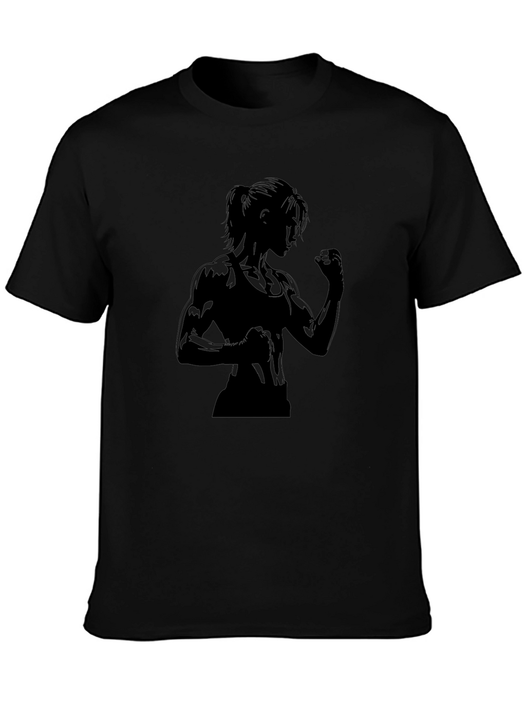 Black Graphic Tee: Strong Woman Silhouette