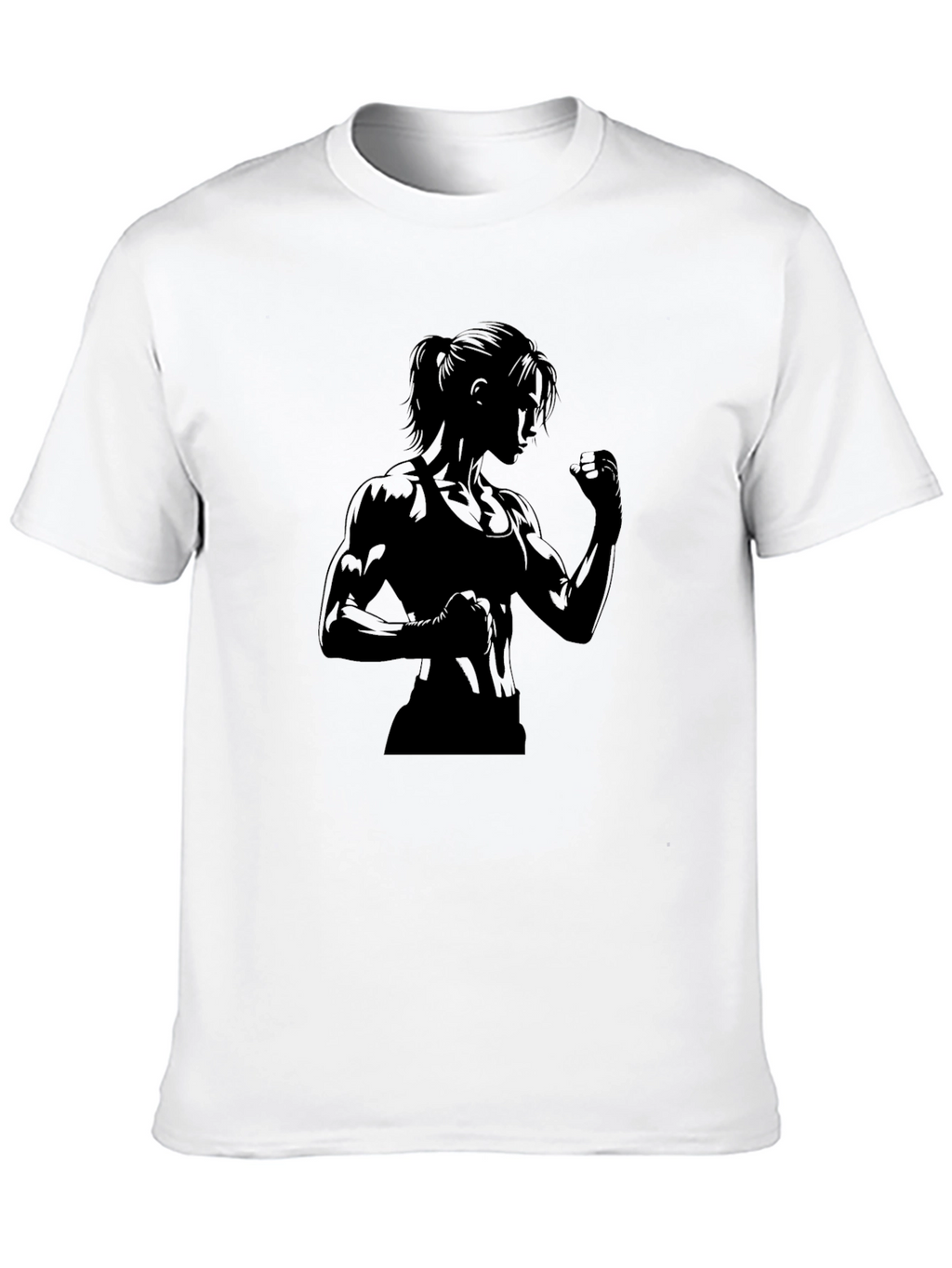 Black Graphic Tee: Strong Woman Silhouette