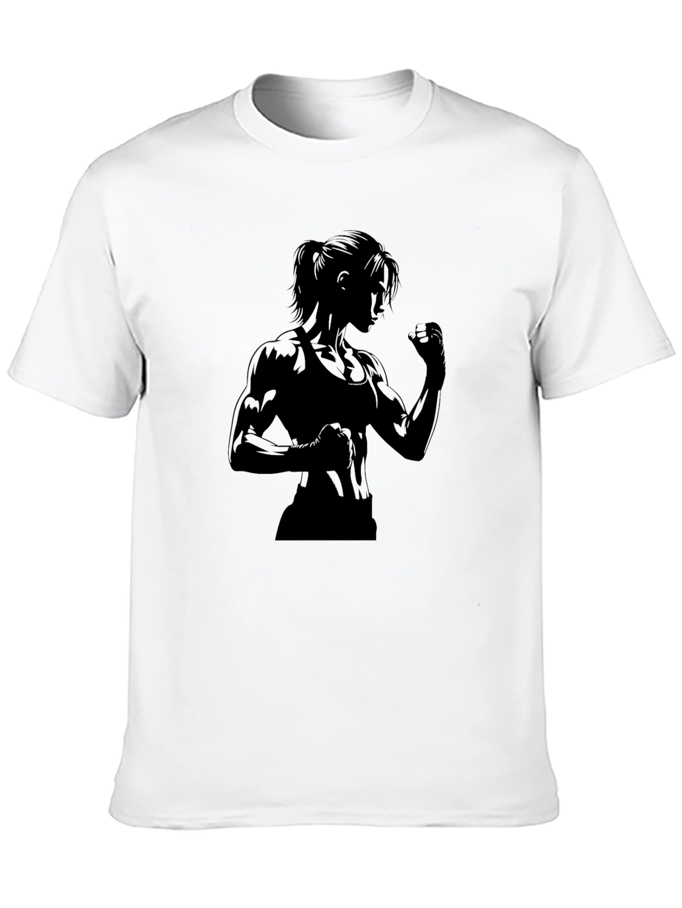Black Graphic Tee: Strong Woman Silhouette