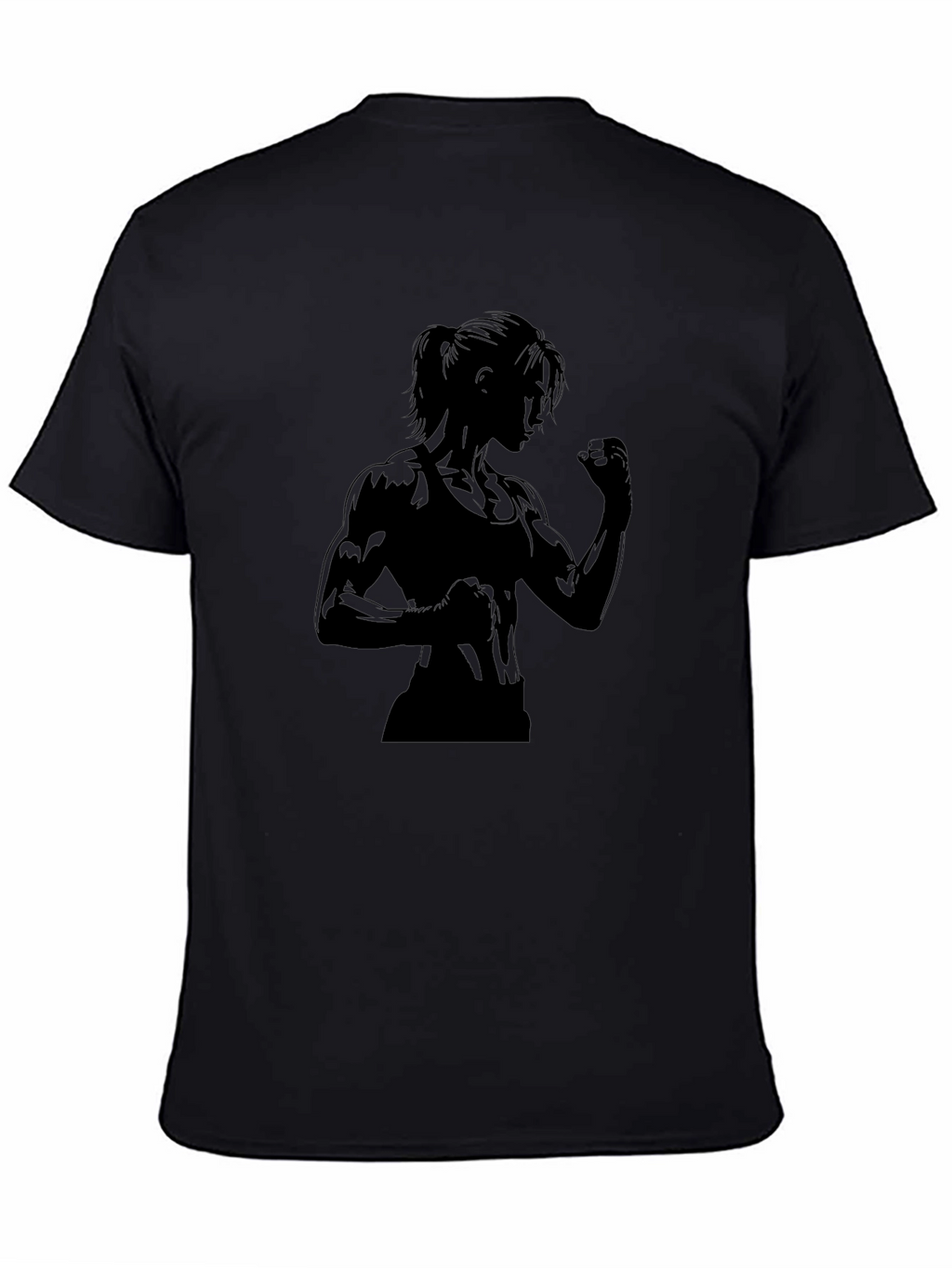 Black Graphic Tee: Strong Woman Silhouette