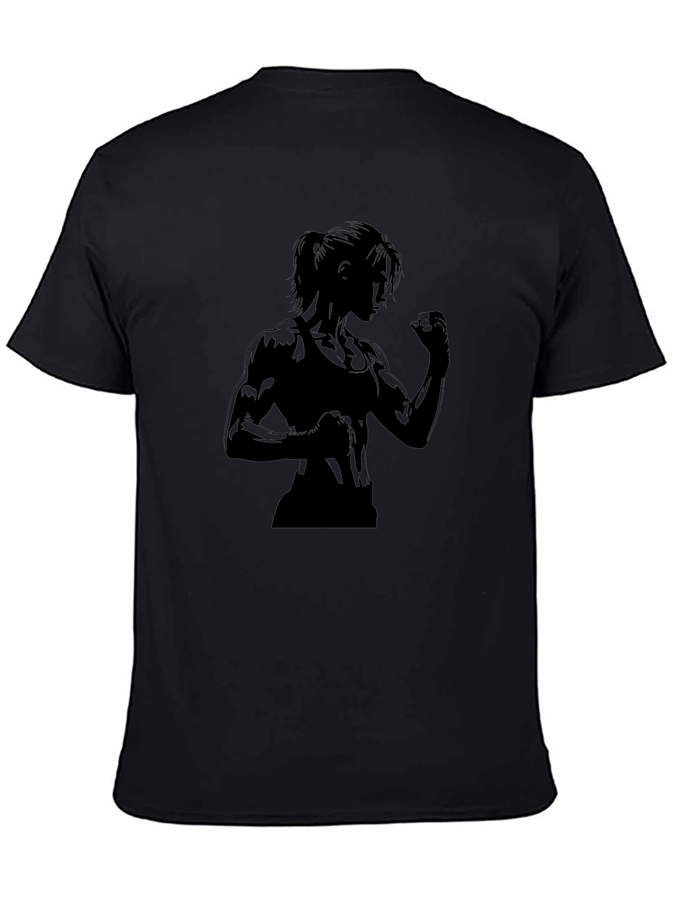 Black Graphic Tee: Strong Woman Silhouette