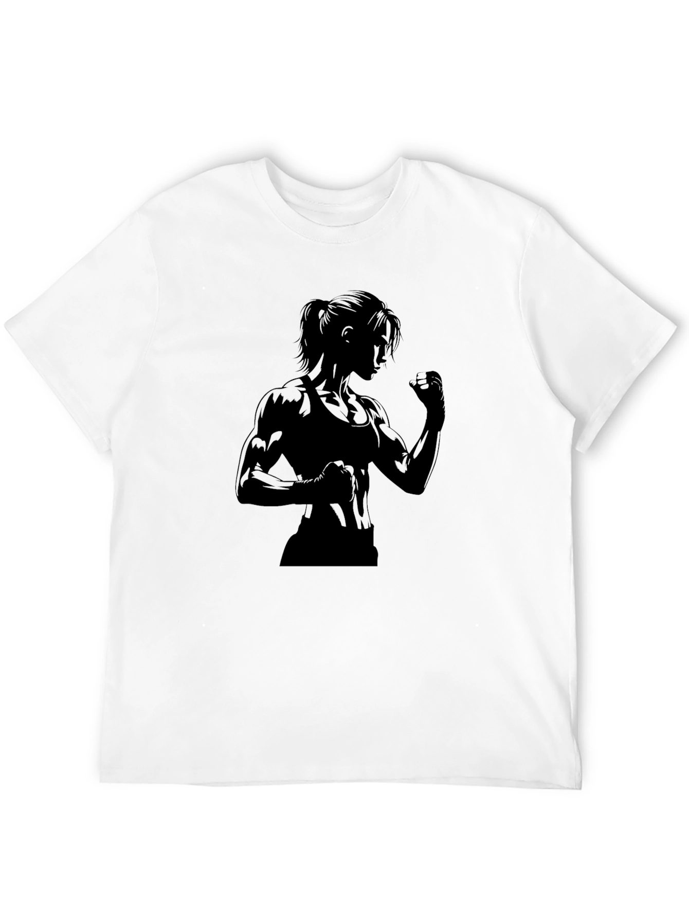 Black Graphic Tee: Strong Woman Silhouette
