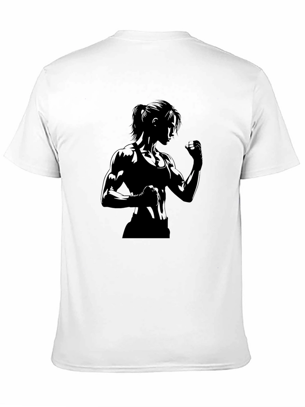 Black Graphic Tee: Strong Woman Silhouette
