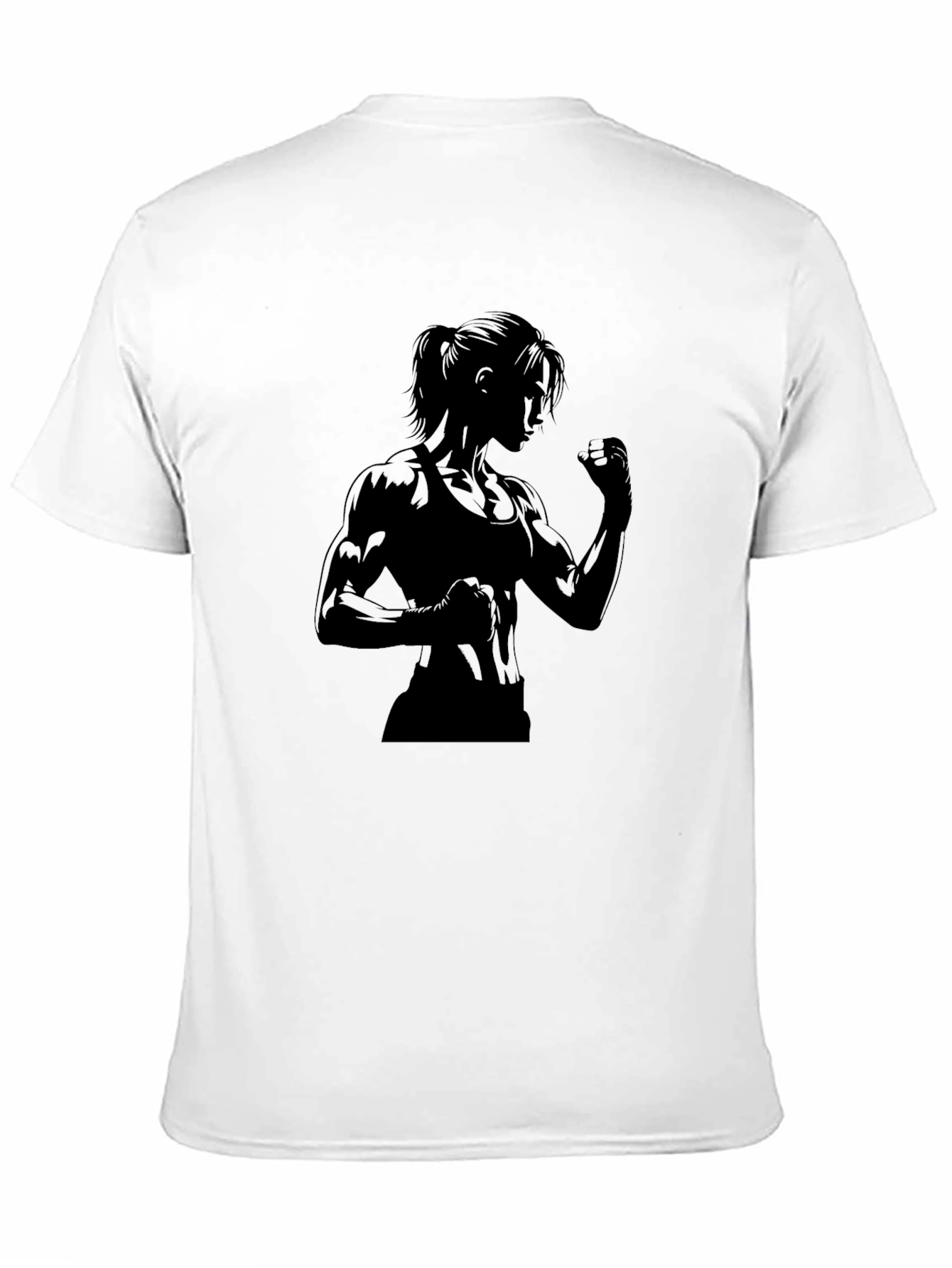 Black Graphic Tee: Strong Woman Silhouette