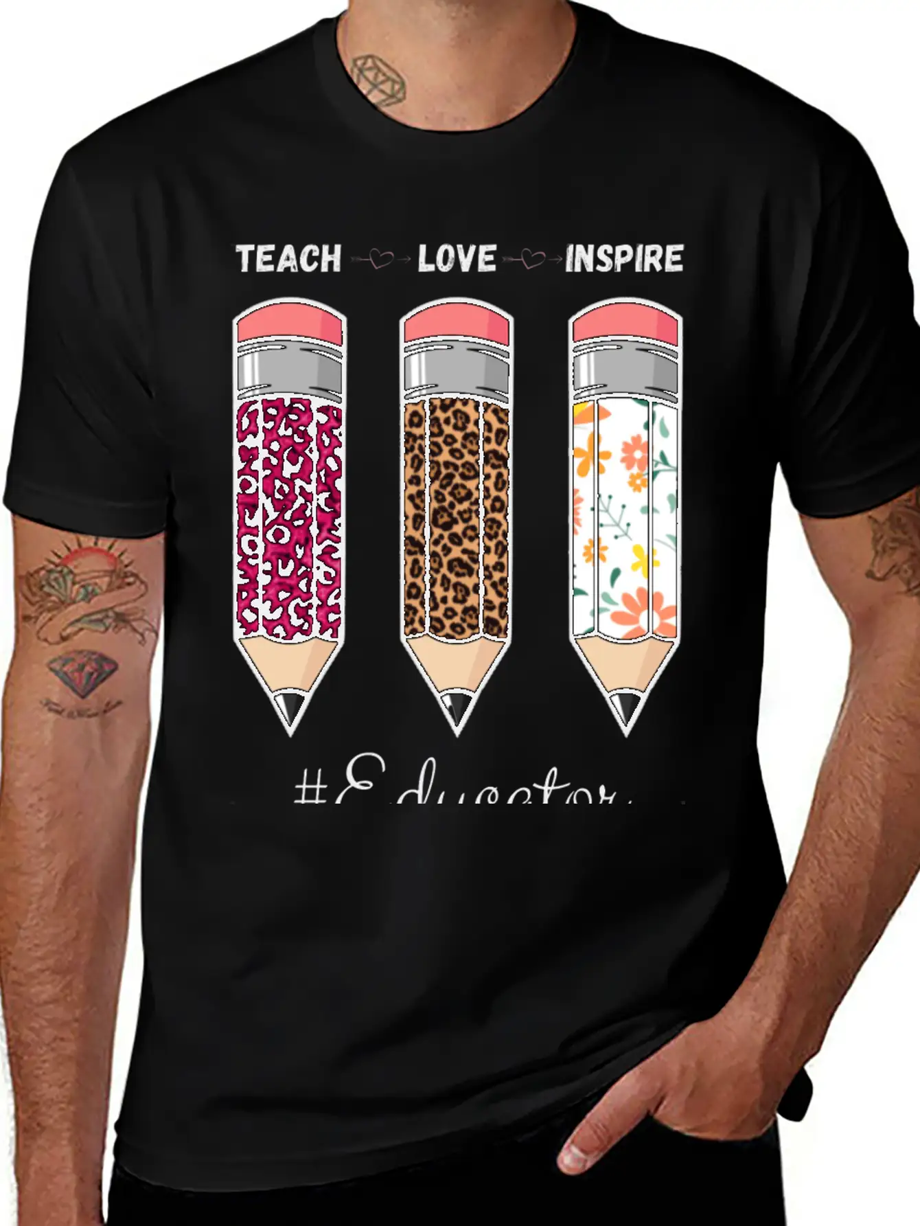 Teach Love Inspire Back To School Pencil Educator Unisex Casual T-Shirt – Clean Design For Daily Comfort