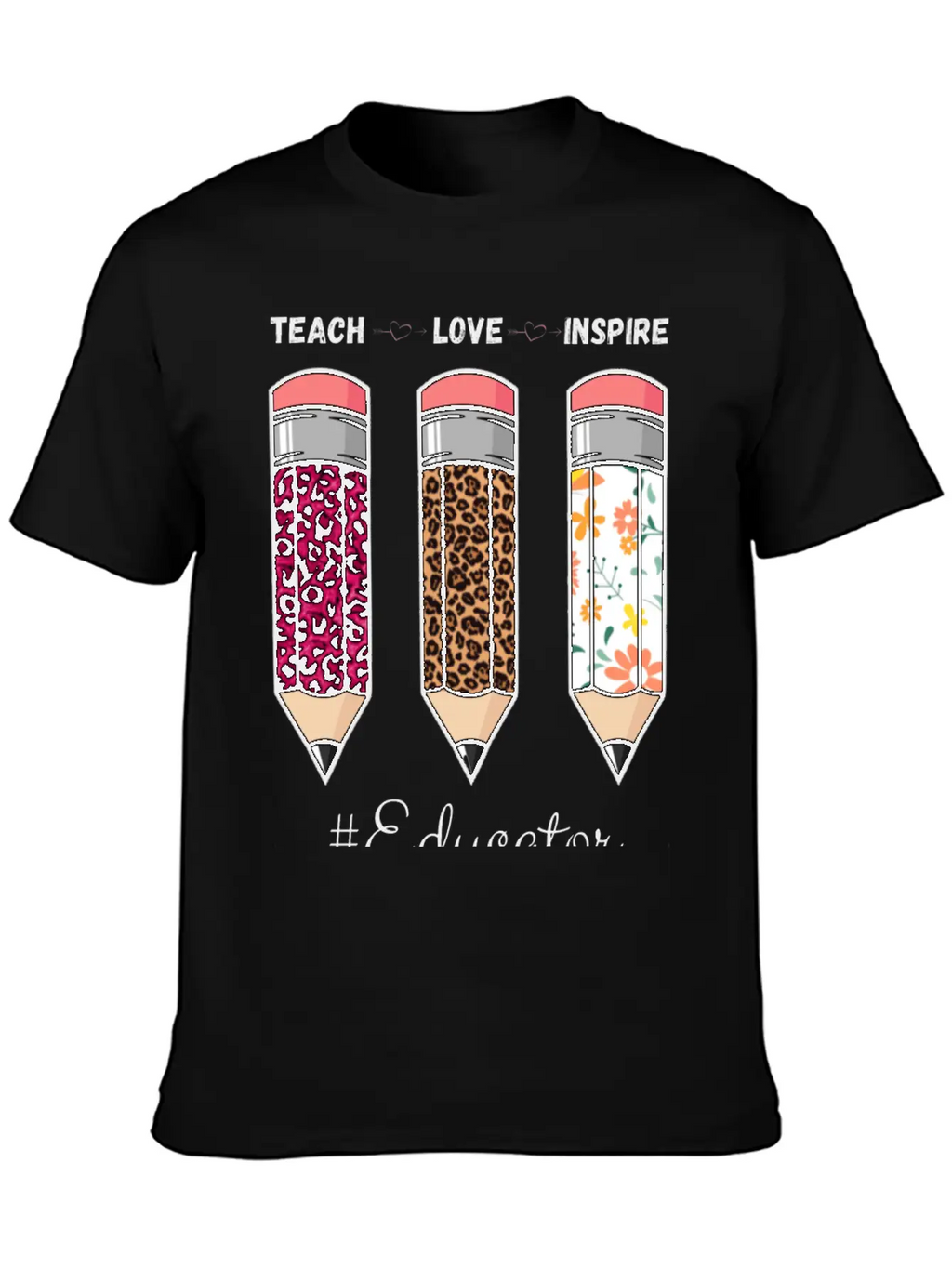 Teach Love Inspire Back To School Pencil Educator Unisex Casual T-Shirt – Clean Design For Daily Comfort