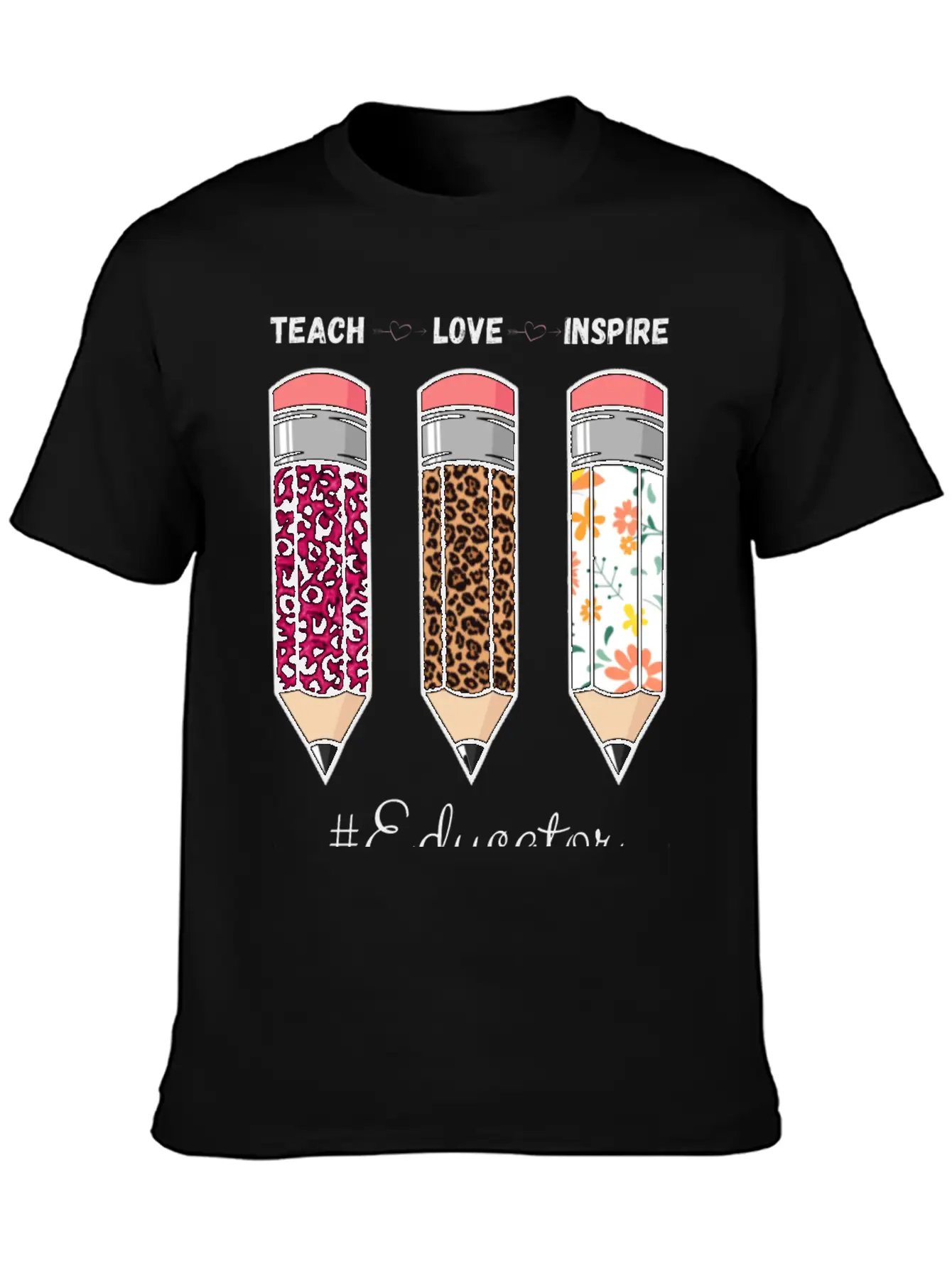 Teach Love Inspire Back To School Pencil Educator Unisex Casual T-Shirt – Clean Design For Daily Comfort