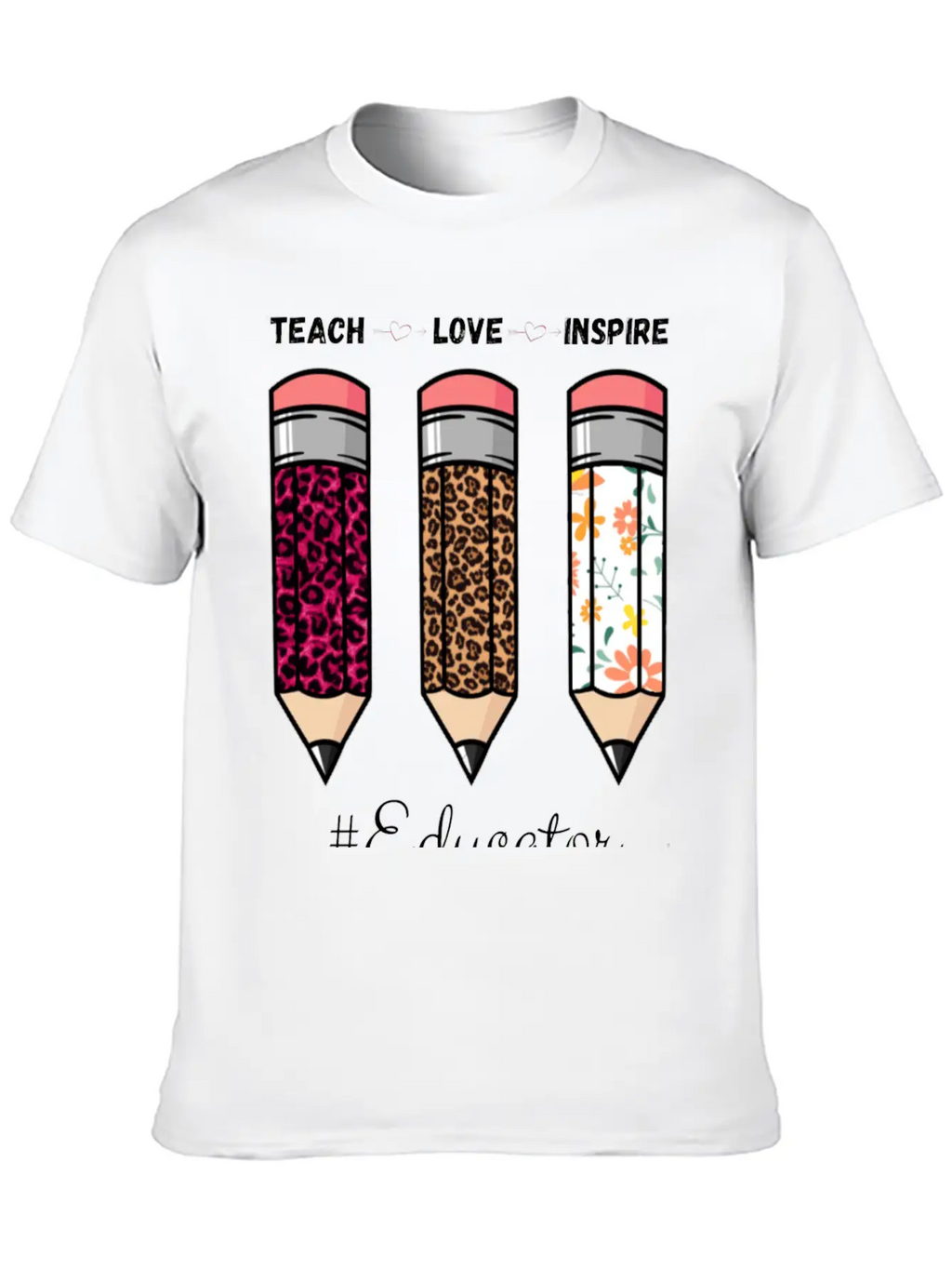 Teach Love Inspire Back To School Pencil Educator Unisex Casual T-Shirt – Clean Design For Daily Comfort