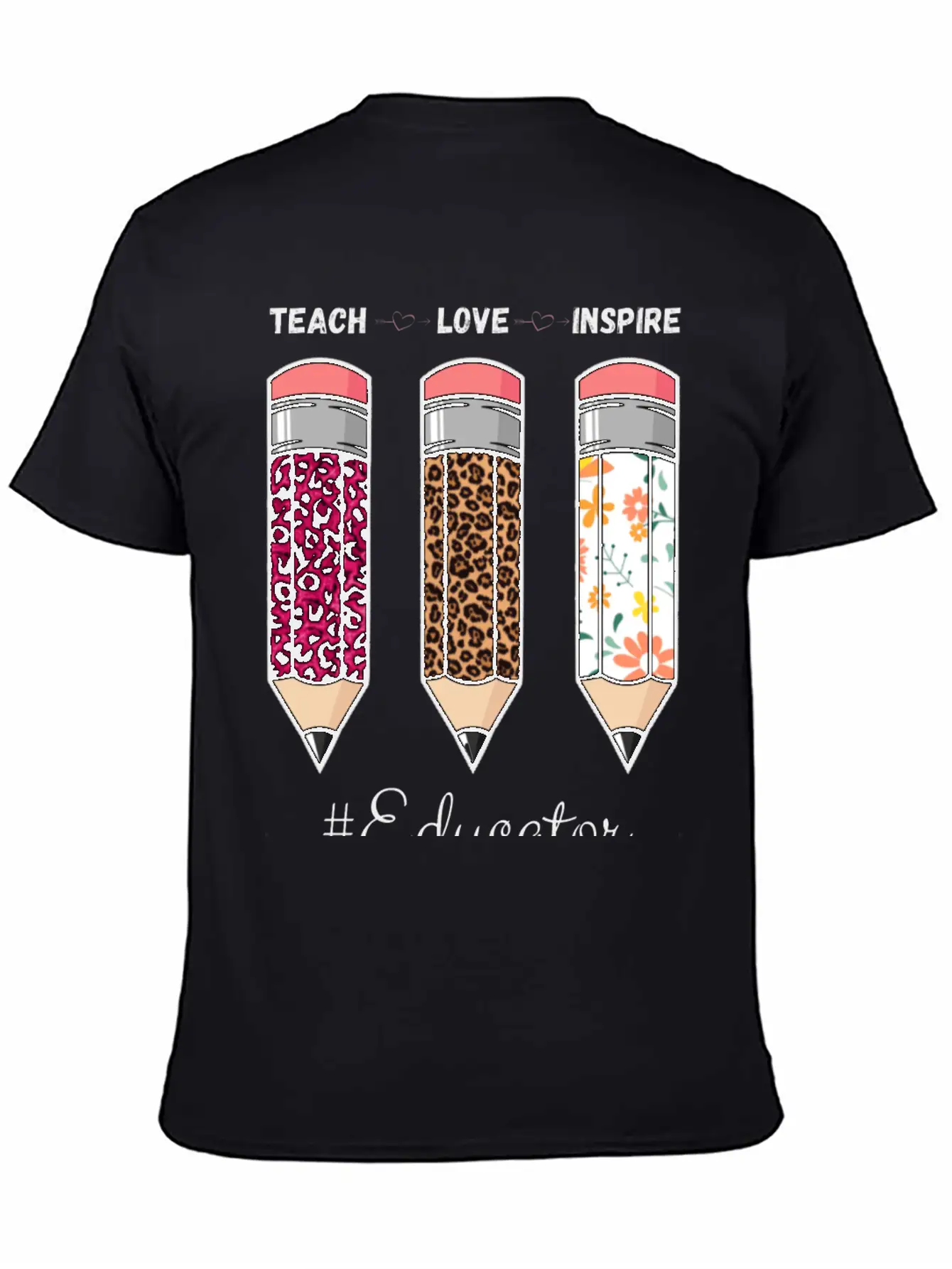 Teach Love Inspire Back To School Pencil Educator Unisex Casual T-Shirt – Clean Design For Daily Comfort