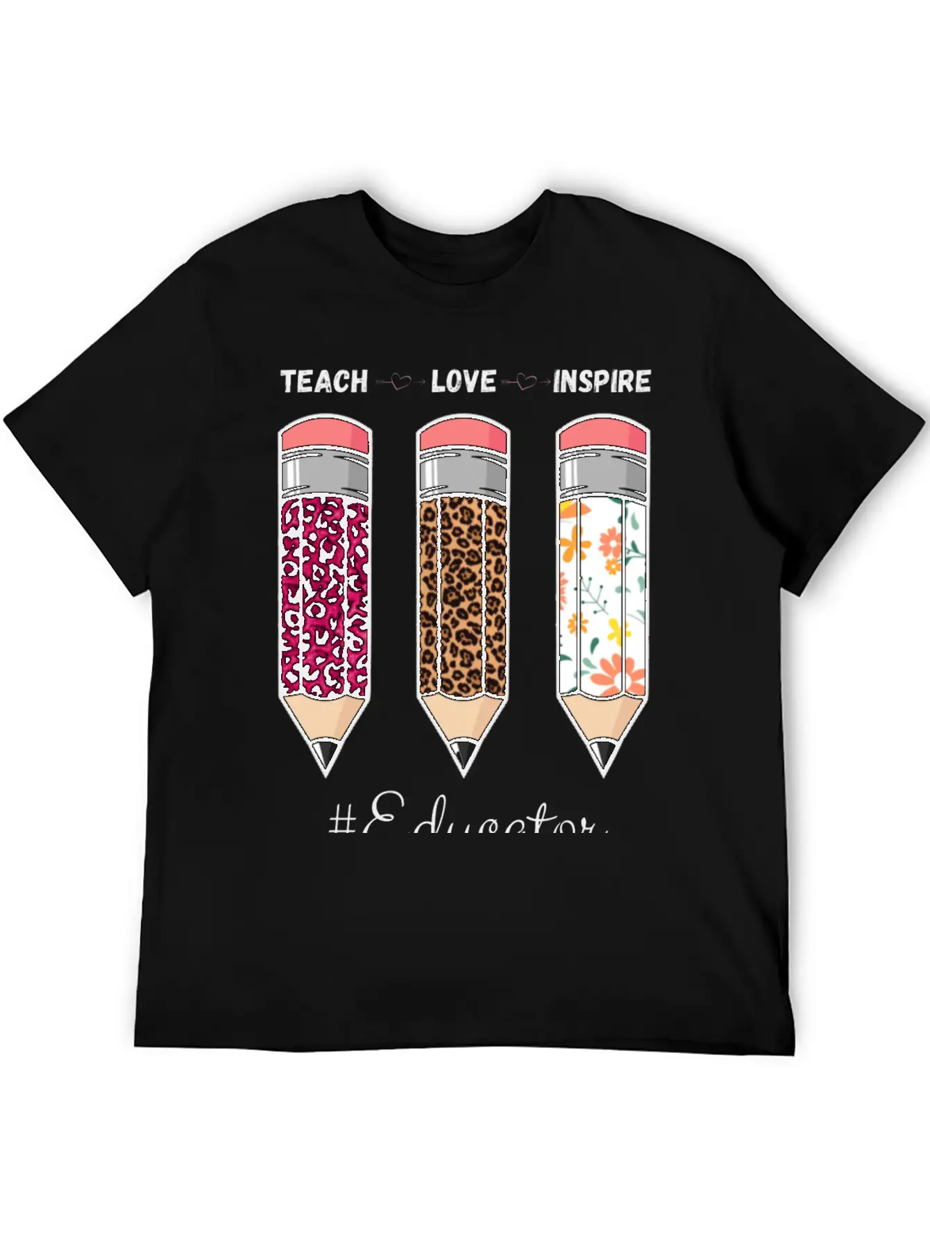 Teach Love Inspire Back To School Pencil Educator Unisex Casual T-Shirt – Clean Design For Daily Comfort