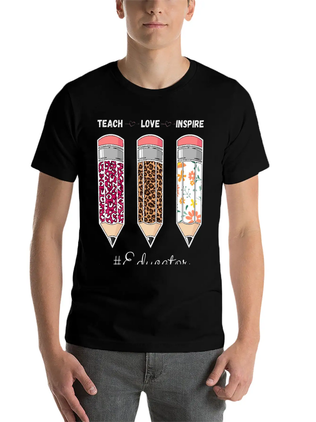 Teach Love Inspire Back To School Pencil Educator Unisex Casual T-Shirt – Clean Design For Daily Comfort