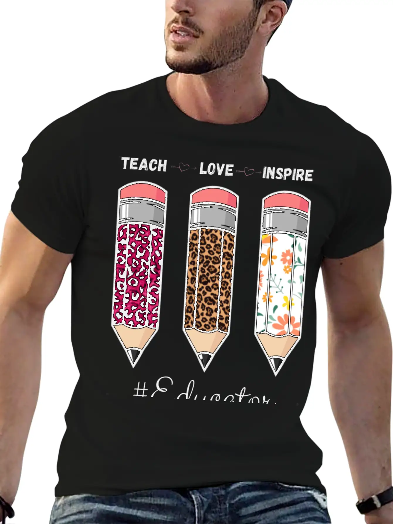 Teach Love Inspire Back To School Pencil Educator Unisex Casual T-Shirt – Clean Design For Daily Comfort