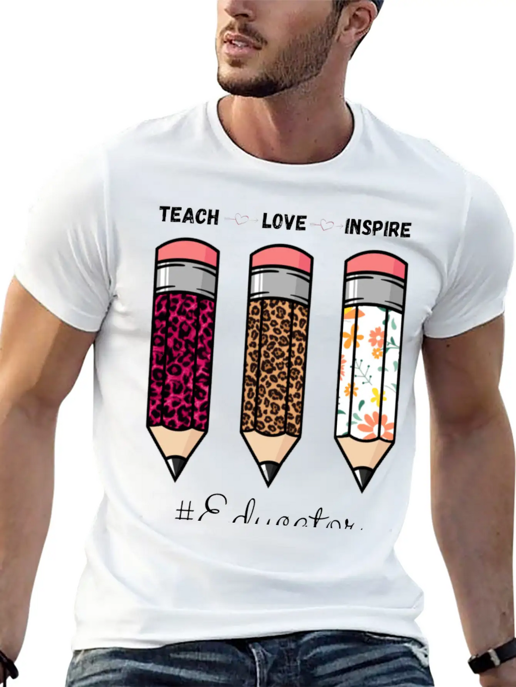 Teach Love Inspire Back To School Pencil Educator Unisex Casual T-Shirt – Clean Design For Daily Comfort