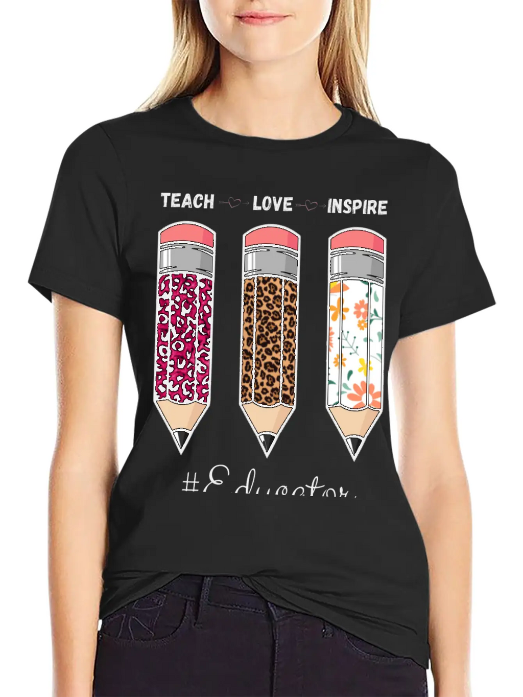 Teach Love Inspire Back To School Pencil Educator Unisex Casual T-Shirt – Clean Design For Daily Comfort