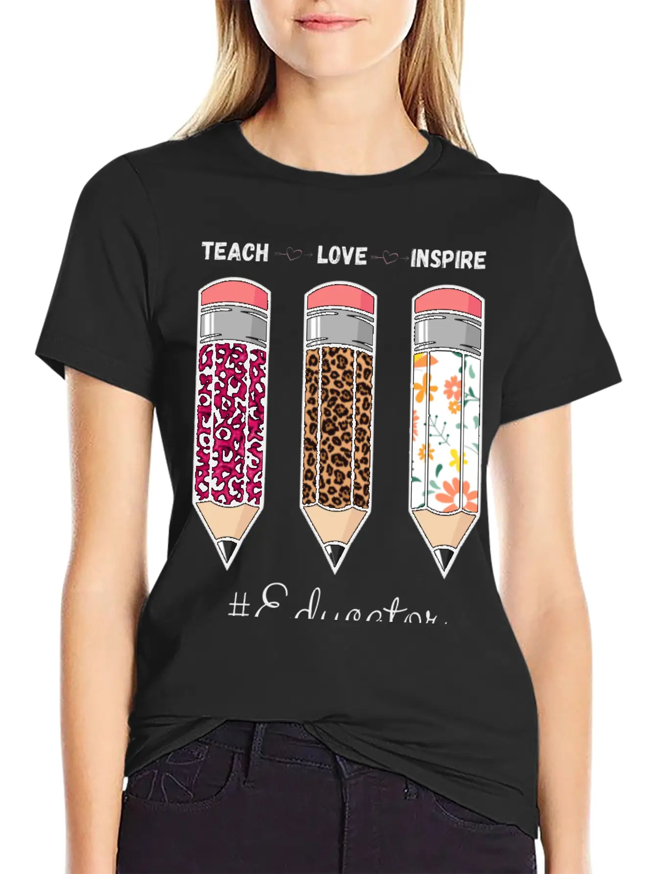 Teach Love Inspire Back To School Pencil Educator Unisex Casual T-Shirt – Clean Design For Daily Comfort
